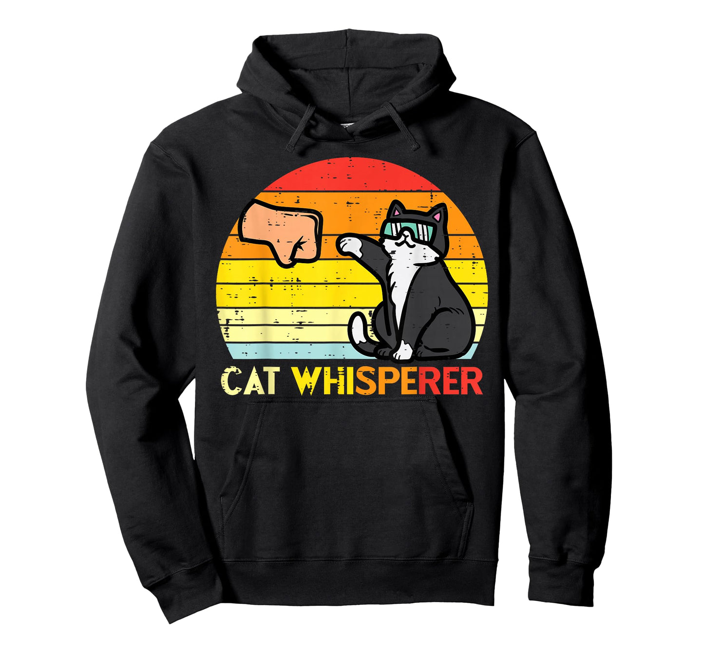 Cat Whisperer Man Paw Fist Bump Sunset Retro Men Women Kids T-Shirt