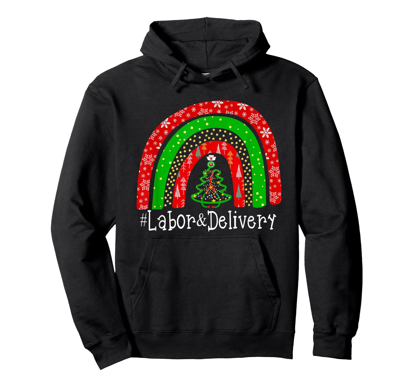 Christmas Labor Delivery Nurse Cute Rainbow L&D Nursing T-Shirt