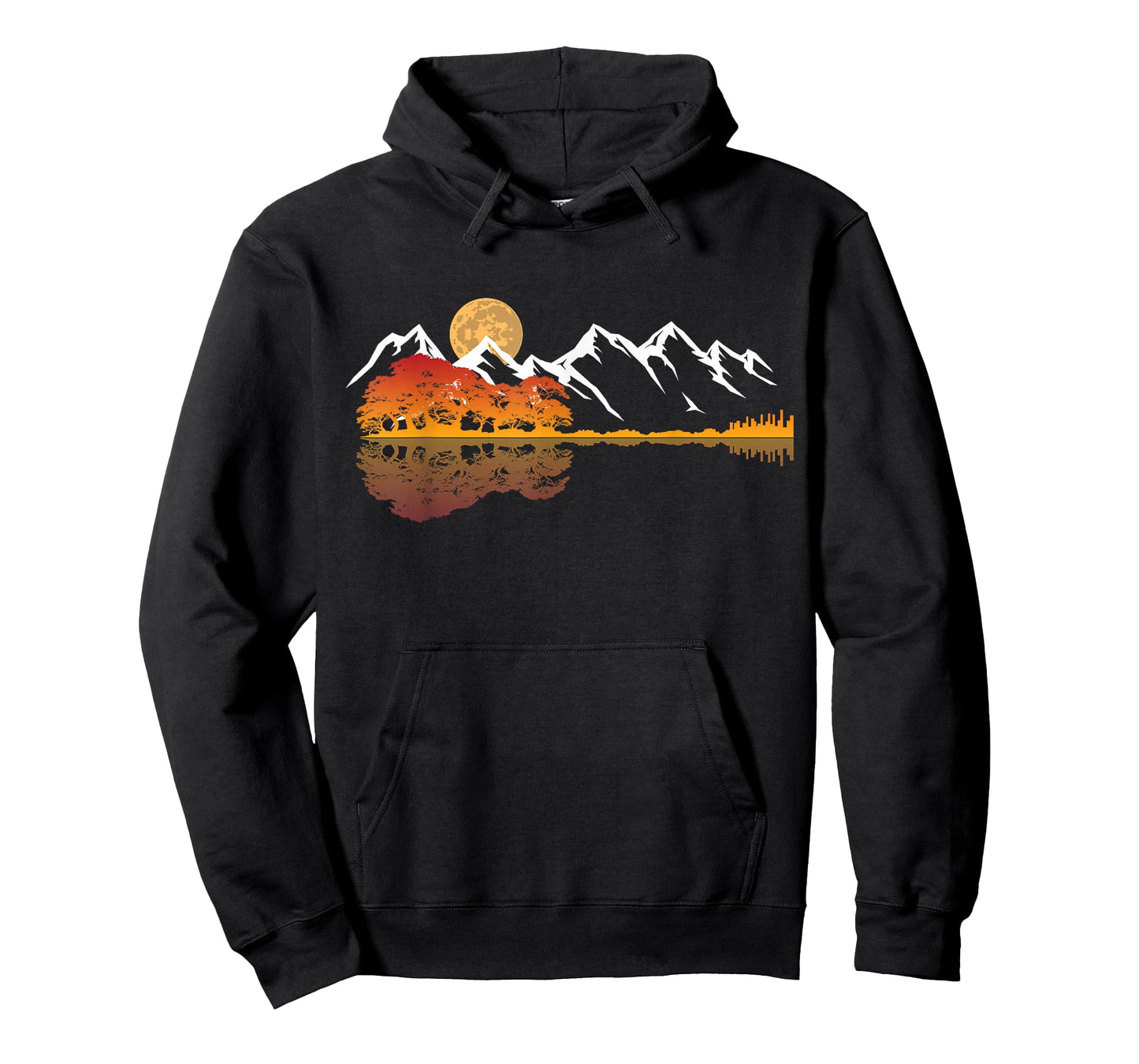 Guitar Lake Mountain Reflections Shadow Love Guitar Musician T-Shirt
