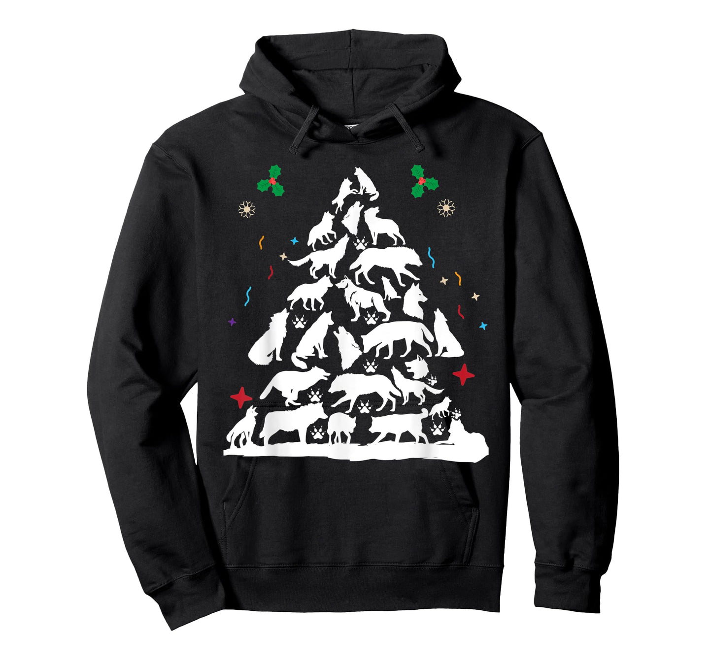Wolf Christmas Tree Funny Christmas Pajama Animals Lover T-Shirt