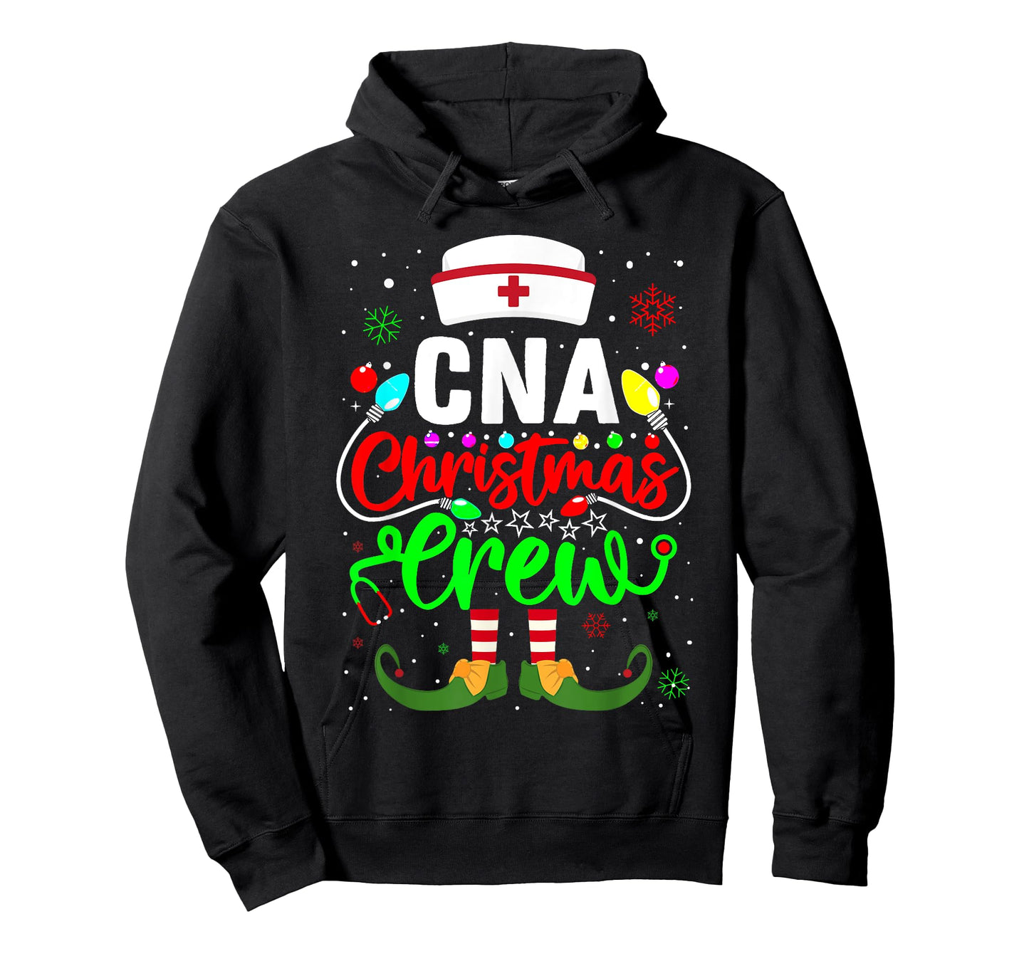 CNA Christmas Crew Funny Christmas Lights Elf Nurse Matching T-Shirt