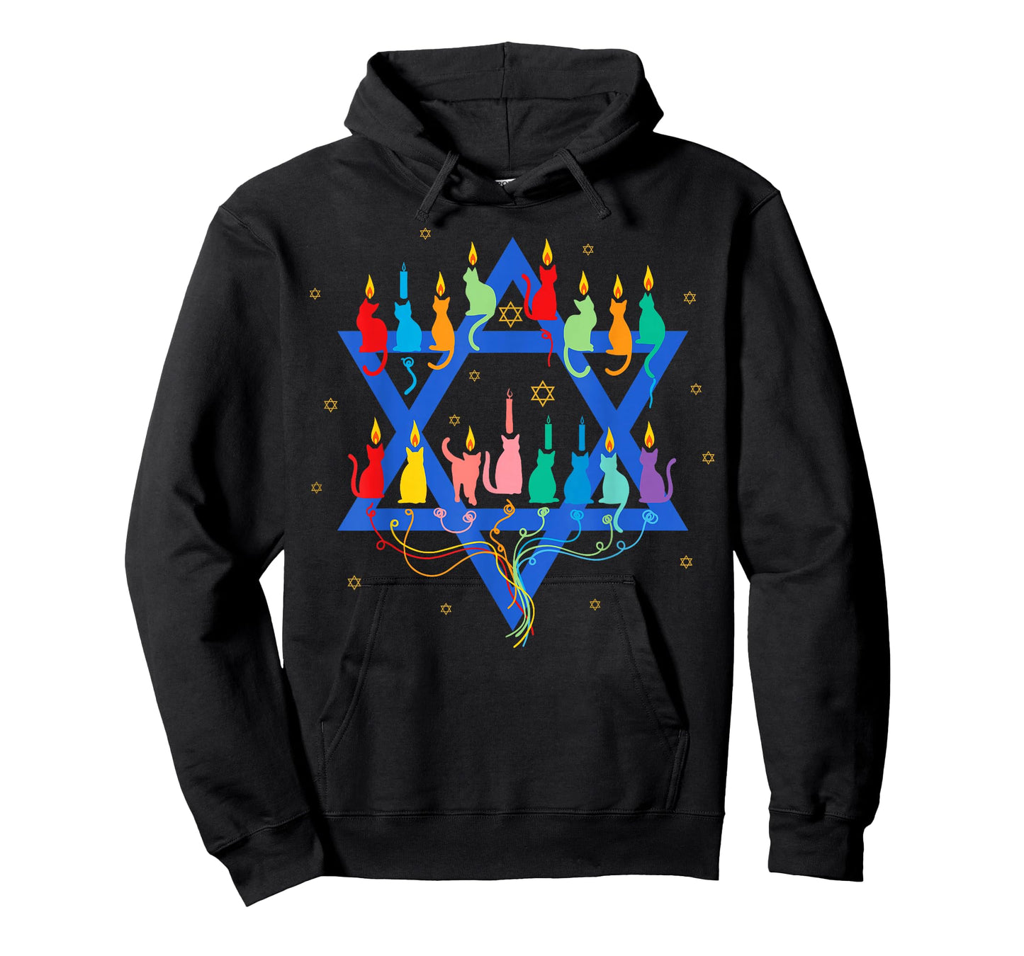 Funny Happy Hanukkah Hanukkat Meowzel Tov Jewish Cat Menorah T-Shirt