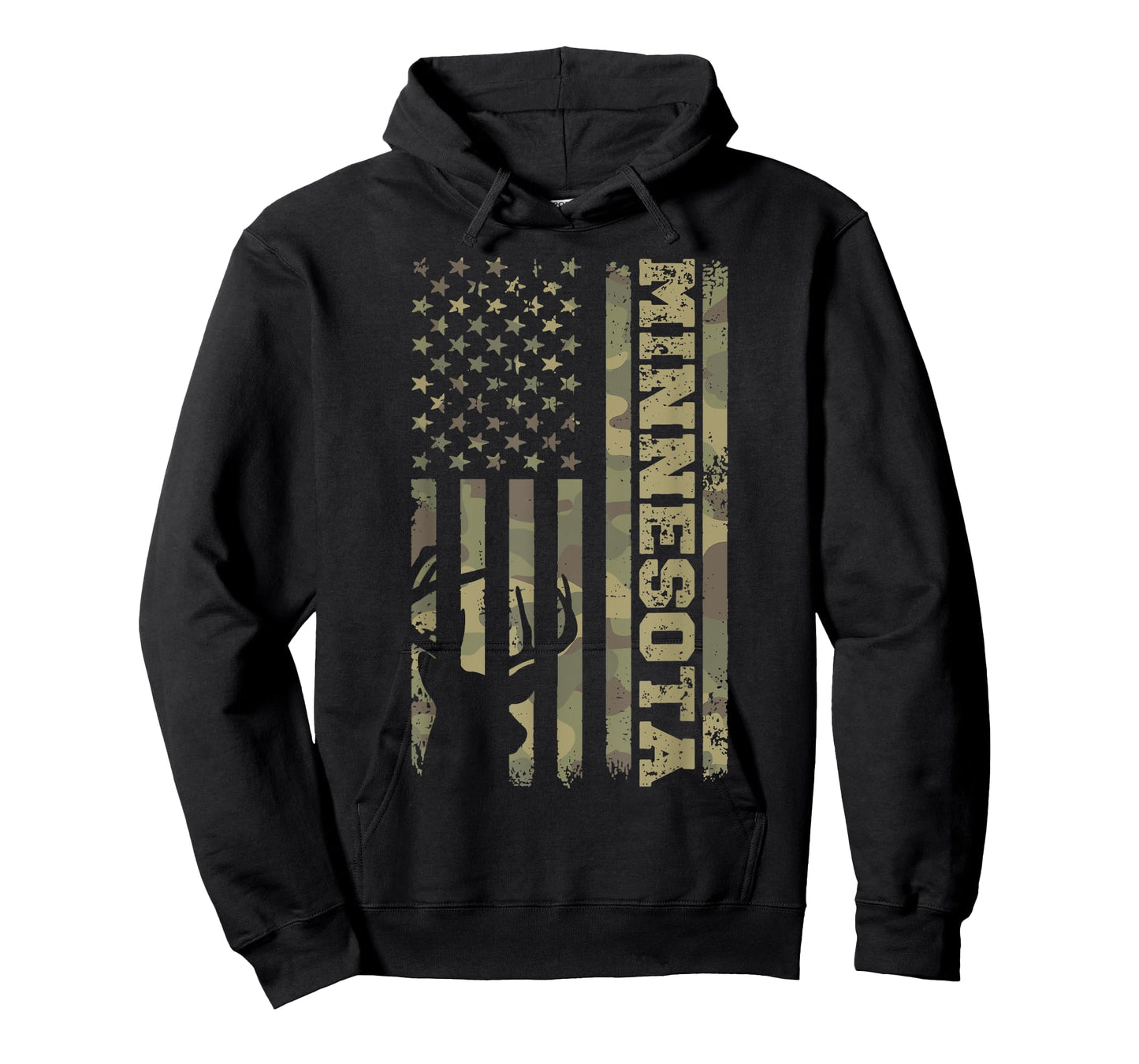 Minnesota Deer Hunter Vintage Deer Hunting Camo USA Flag T-Shirt for Women Kids Men