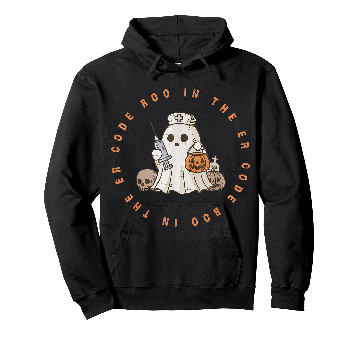 Code Boo In The ER Nurse Halloween Cute Ghost Spooky Season T-Shirt