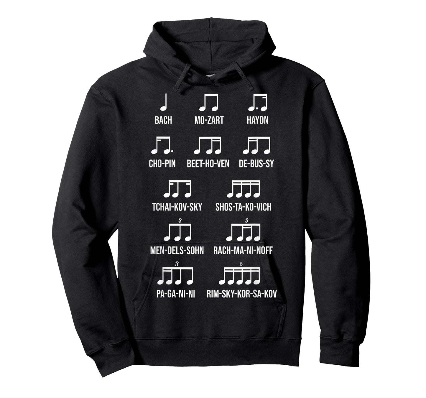 Composer Rhythm Music Gift Bach Mozart Beethoven Chopin T-Shirt Small