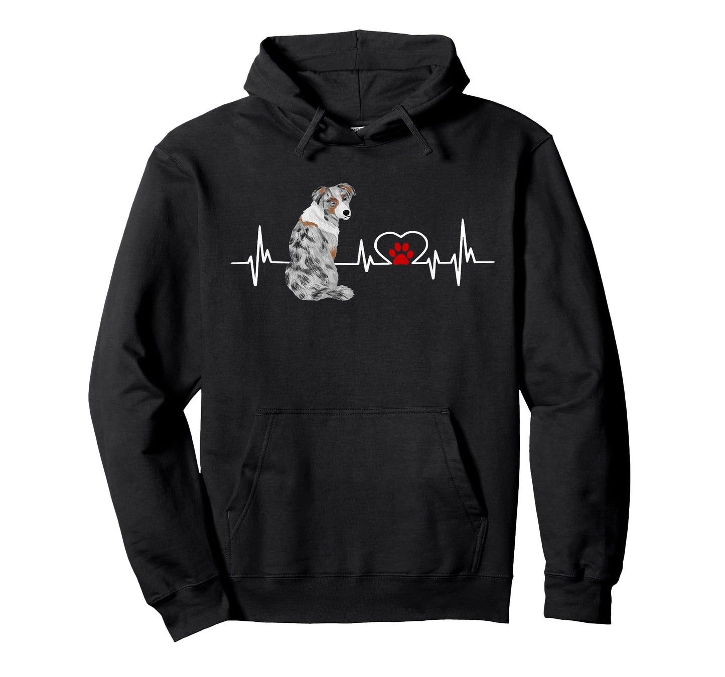 Australian Shepherd EKG Heartbeat Heart Line T-Shirt