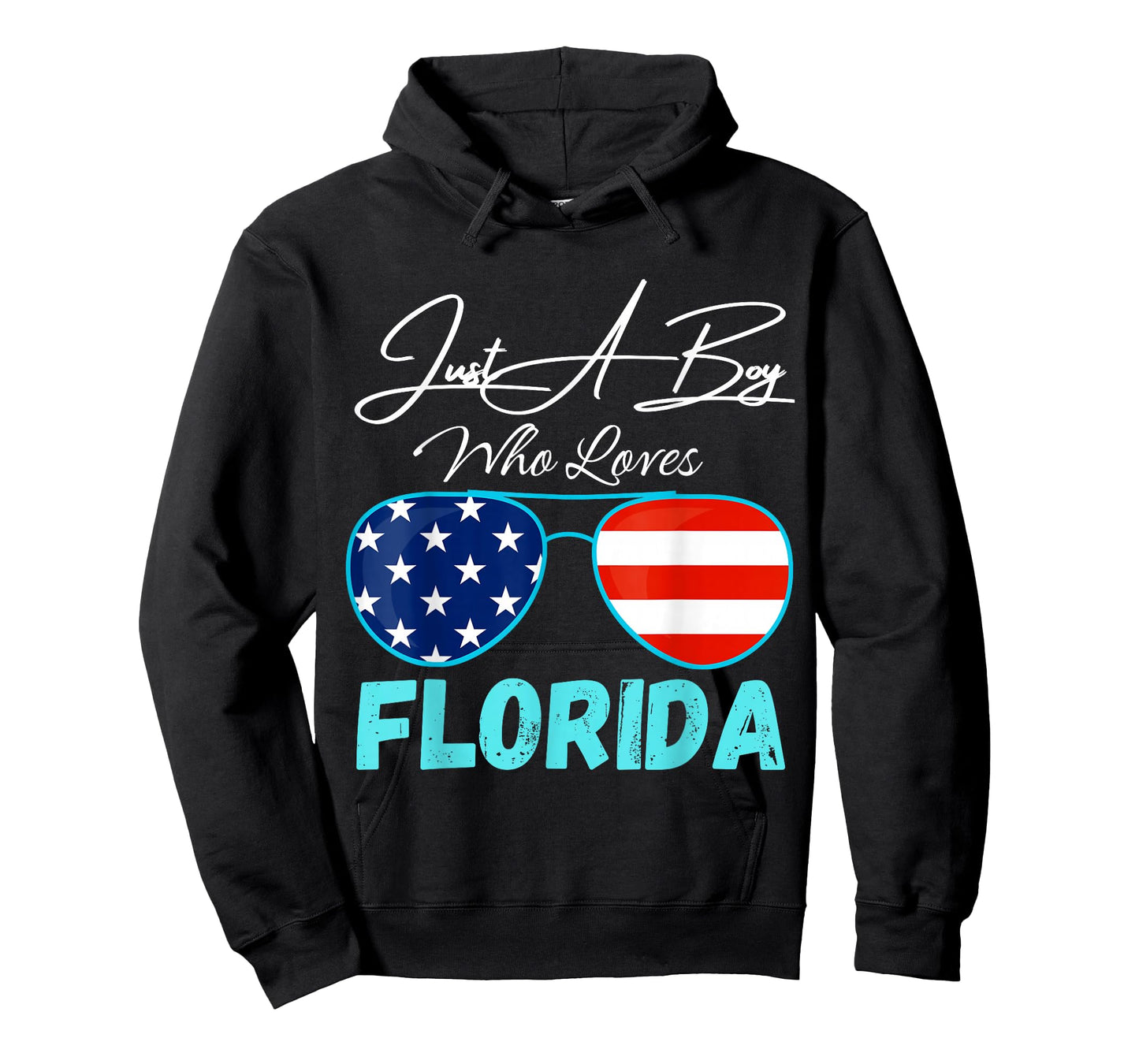 Florida Just A Boy Who Loves Florida Sunglasses USA Flag T-Shirt