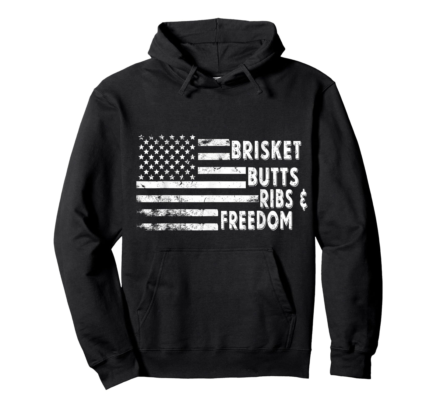 Brisket Butts Ribs and Freedom BBQ American flag T-Shirt for Men