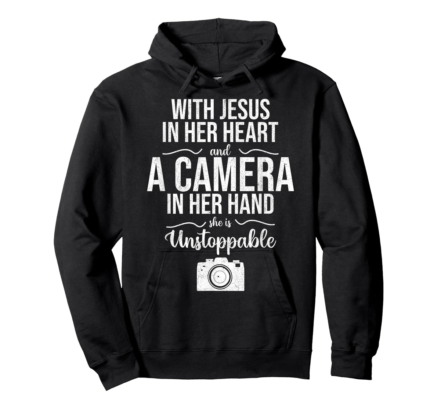 With Jesus In Her Heart & Camera Christian Cool Photography T-Shirt