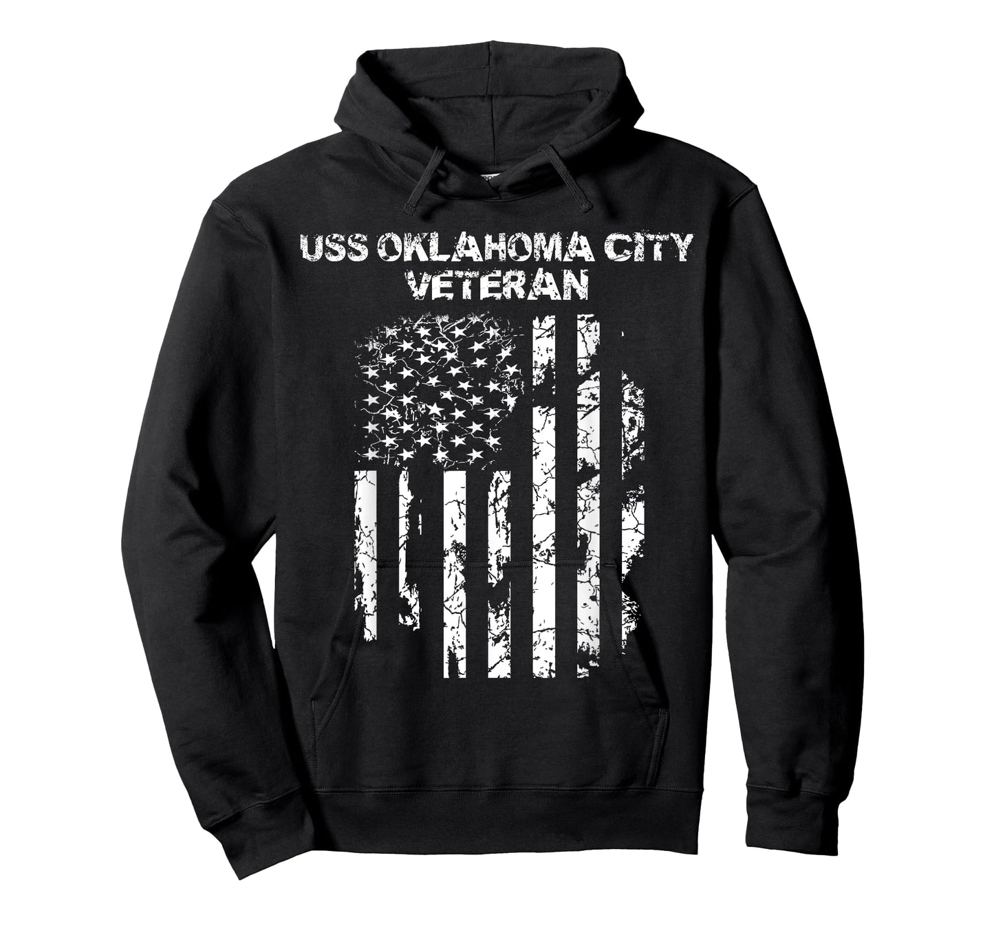 USS Oklahoma City Military Veteran Distressed USA Flag T-Shirt