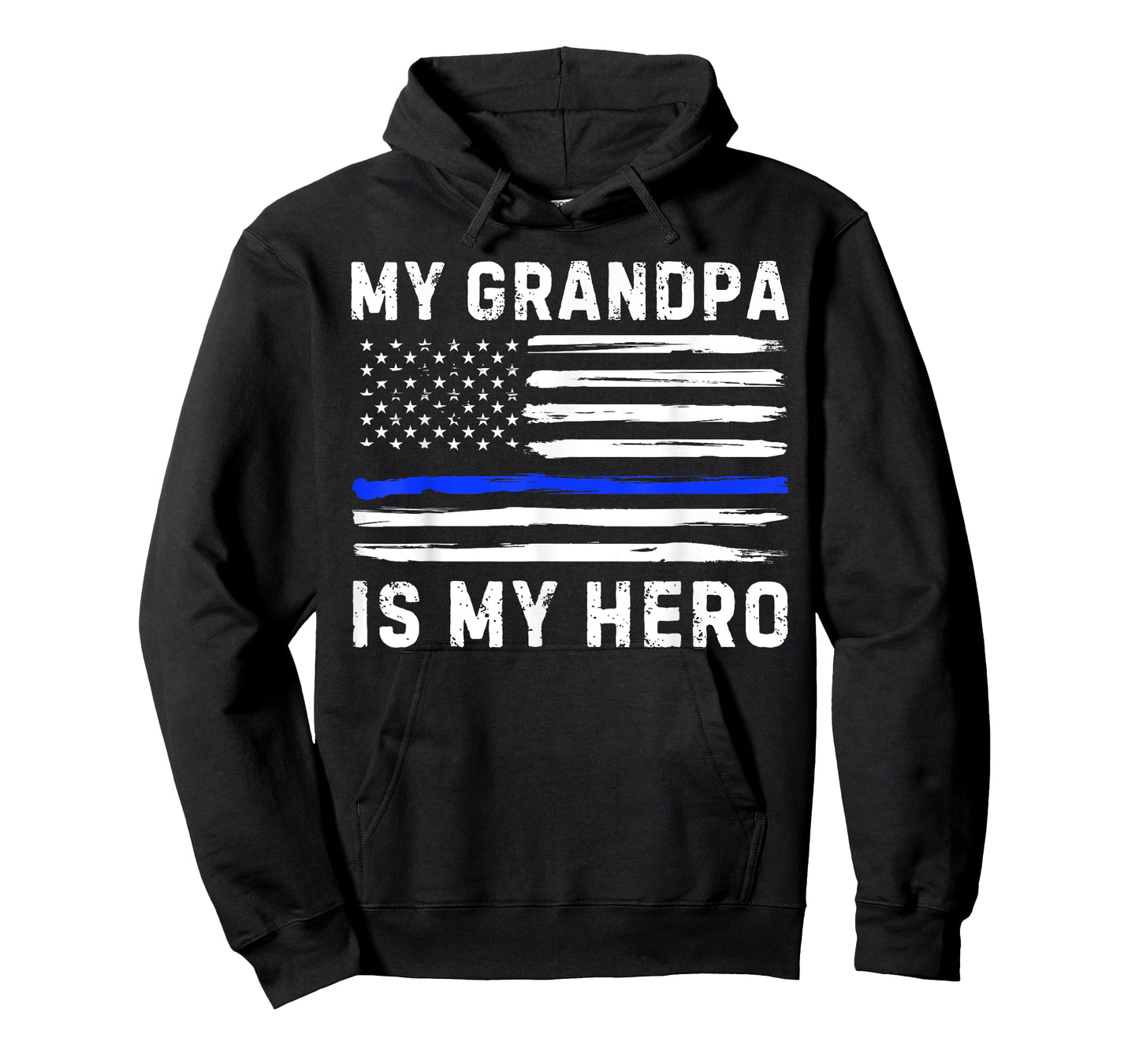 My Grandpa Is My Hero Police Officer Blue Line American Flag T-Shirt
