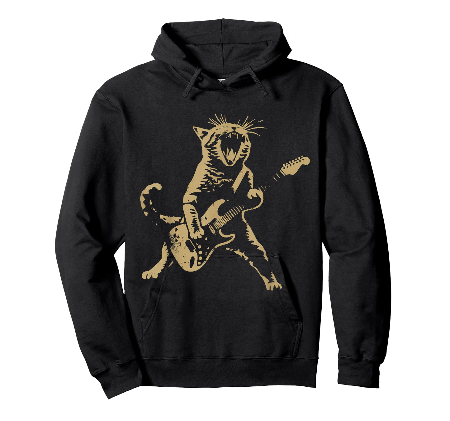 Cat Playing Guitar Rock Star Rock and Roll Men Women Kids T-Shirt