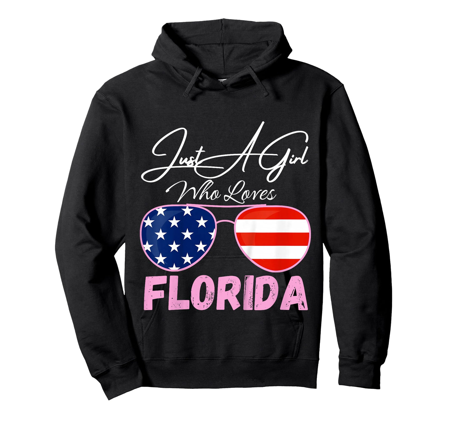 Kids Florida Just A Girl Who Loves Florida Sunglasses USA Flag T-Shirt