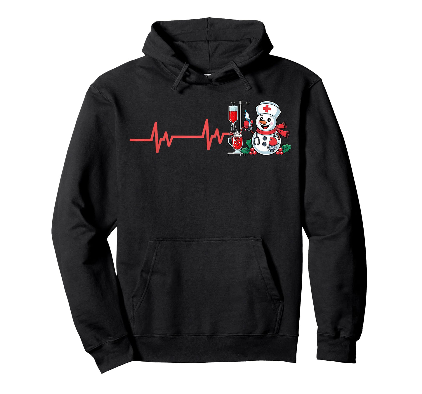 Christmas Nurse Heartbeat Snowman Xmas Scrub Top RN Women T-Shirt