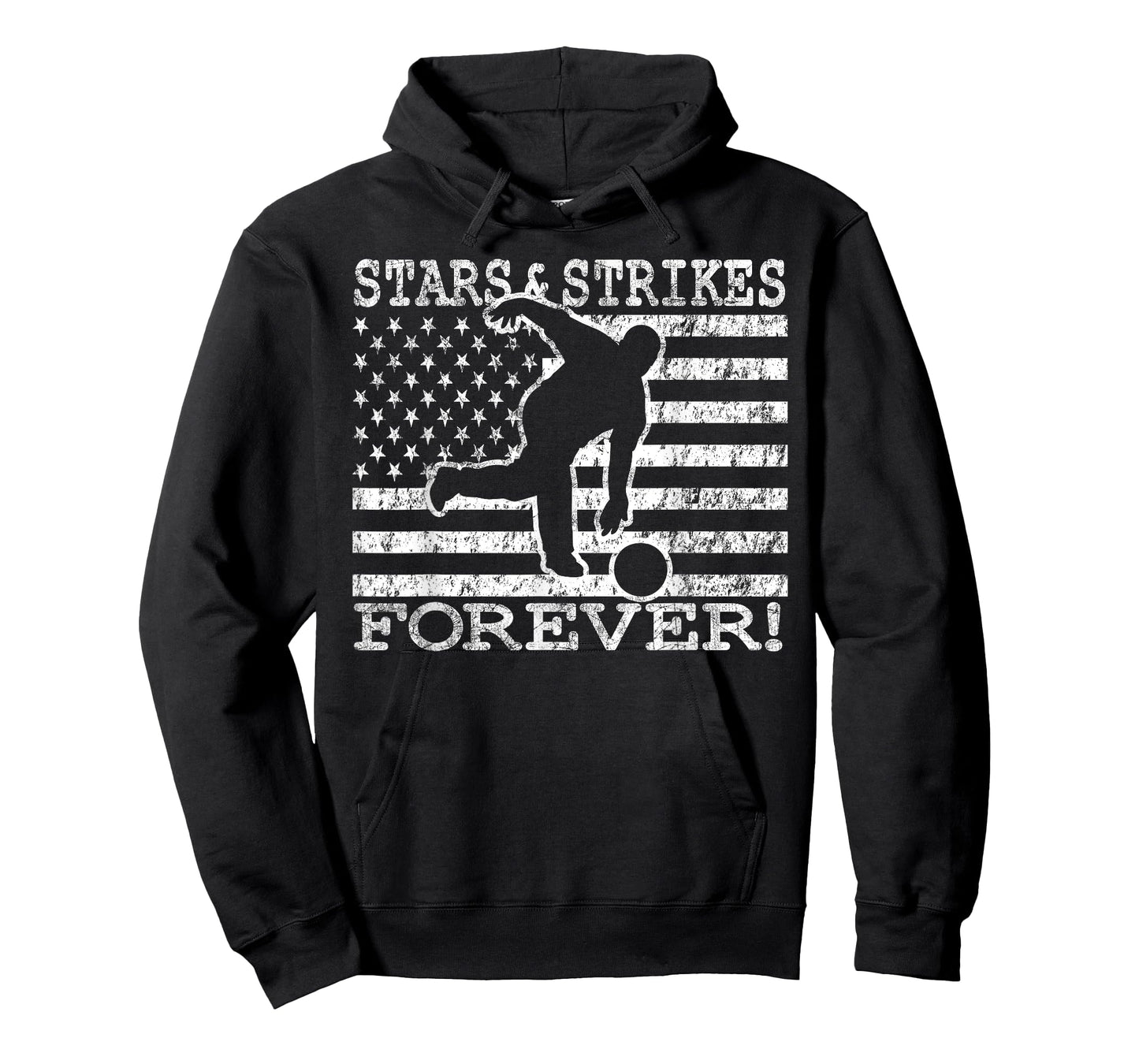 Stars and Strikes Forever Bowling American Flag Bowler T-Shirt