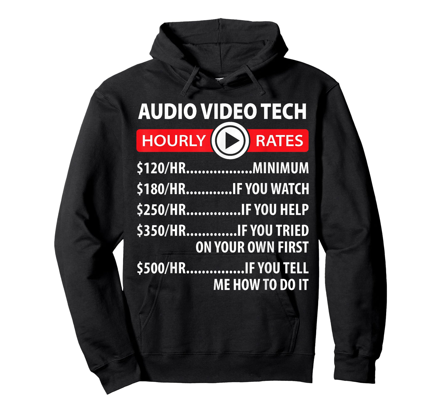 Audio Video Tech Hourly Rates Joke Shirt Funny A/V Installer T-Shirt