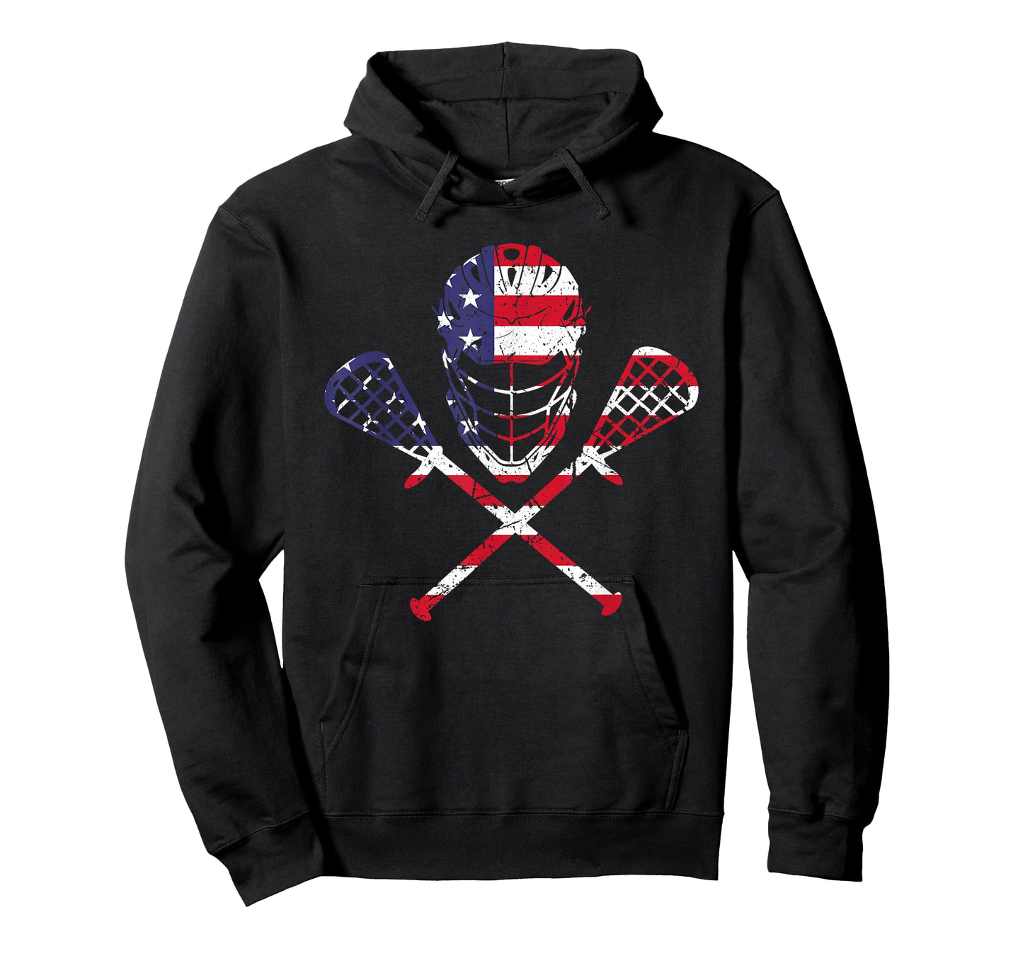Lacrosse American Flag Helmet Sticks Men Tee 4th Of July T-Shirt