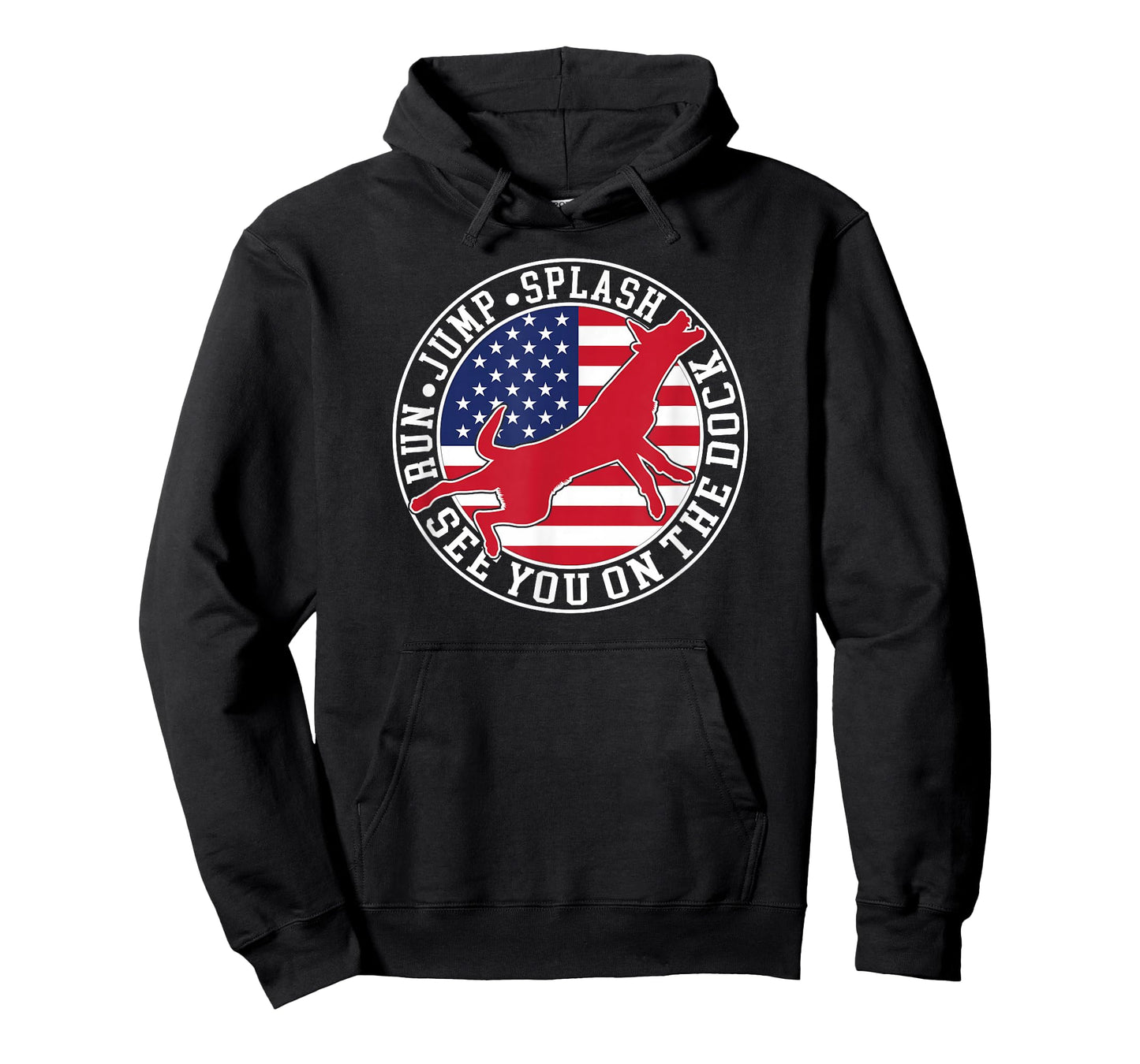 Dog Dock Jumping Dock Diving Dogs American Flag T-Shirt