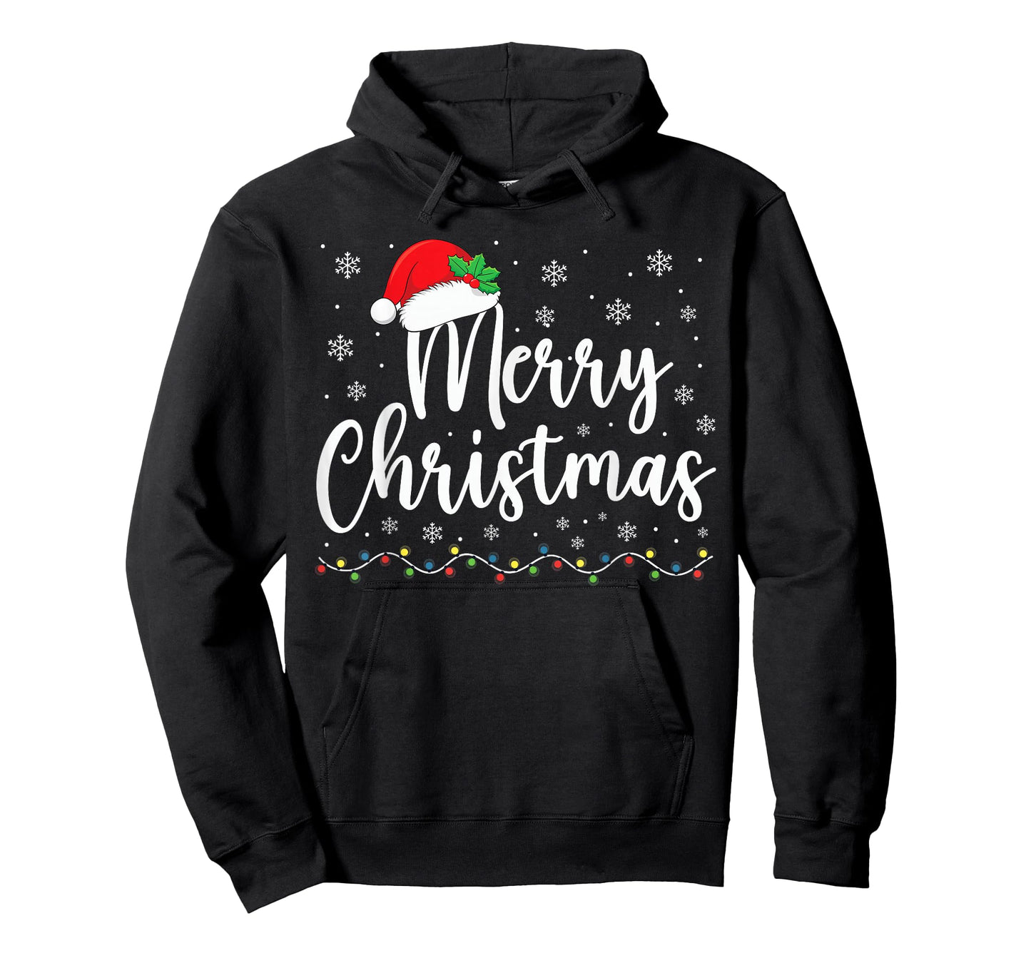 Merry Christmas Lights Santa Hat Xmas Family Matching Pajama T-Shirt