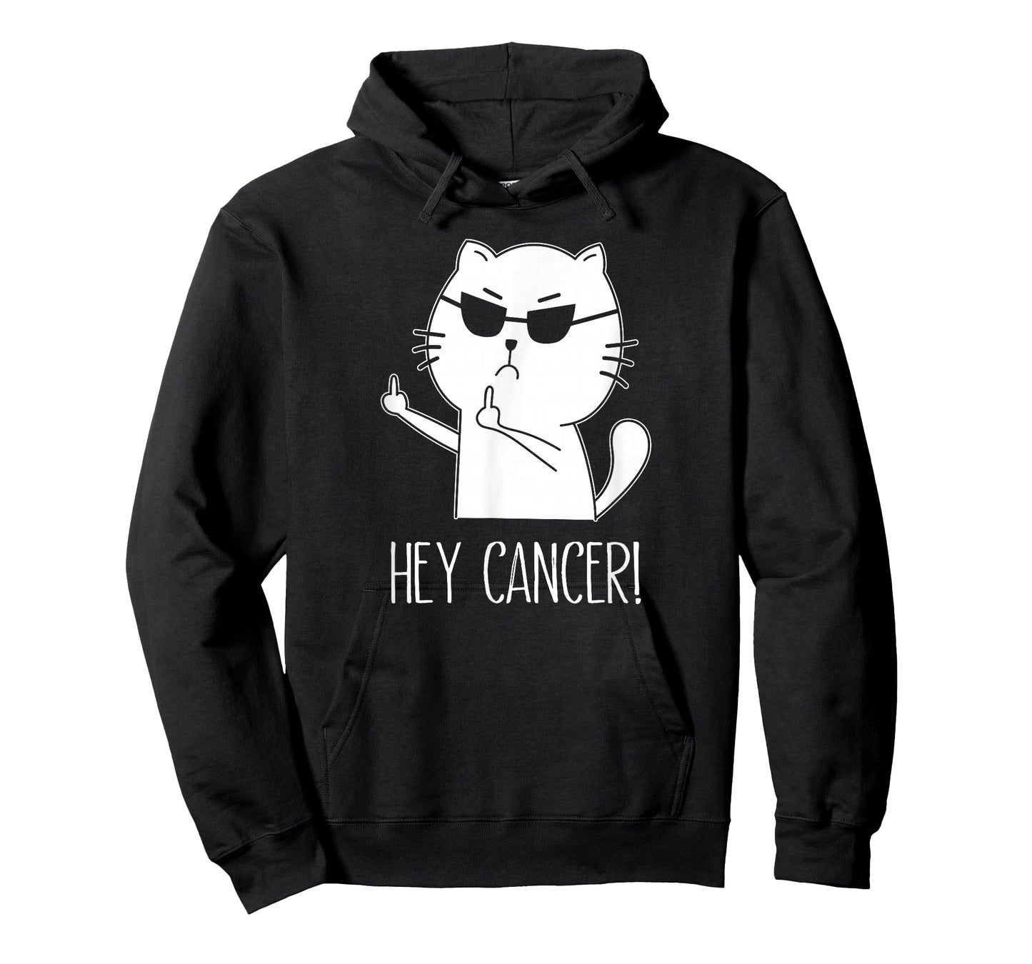 Hey Cancer F U, Funny Cat Middle Finger, F#ck Cancer T-Shirt