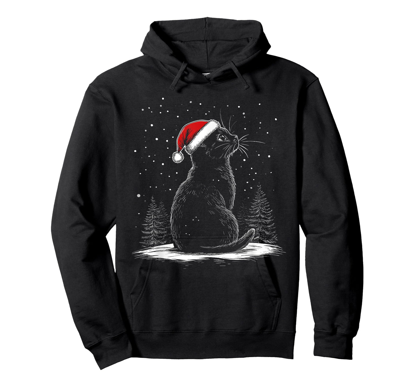 Black Cat Santa Hat Christmas Xmas Kitten T-Shirt