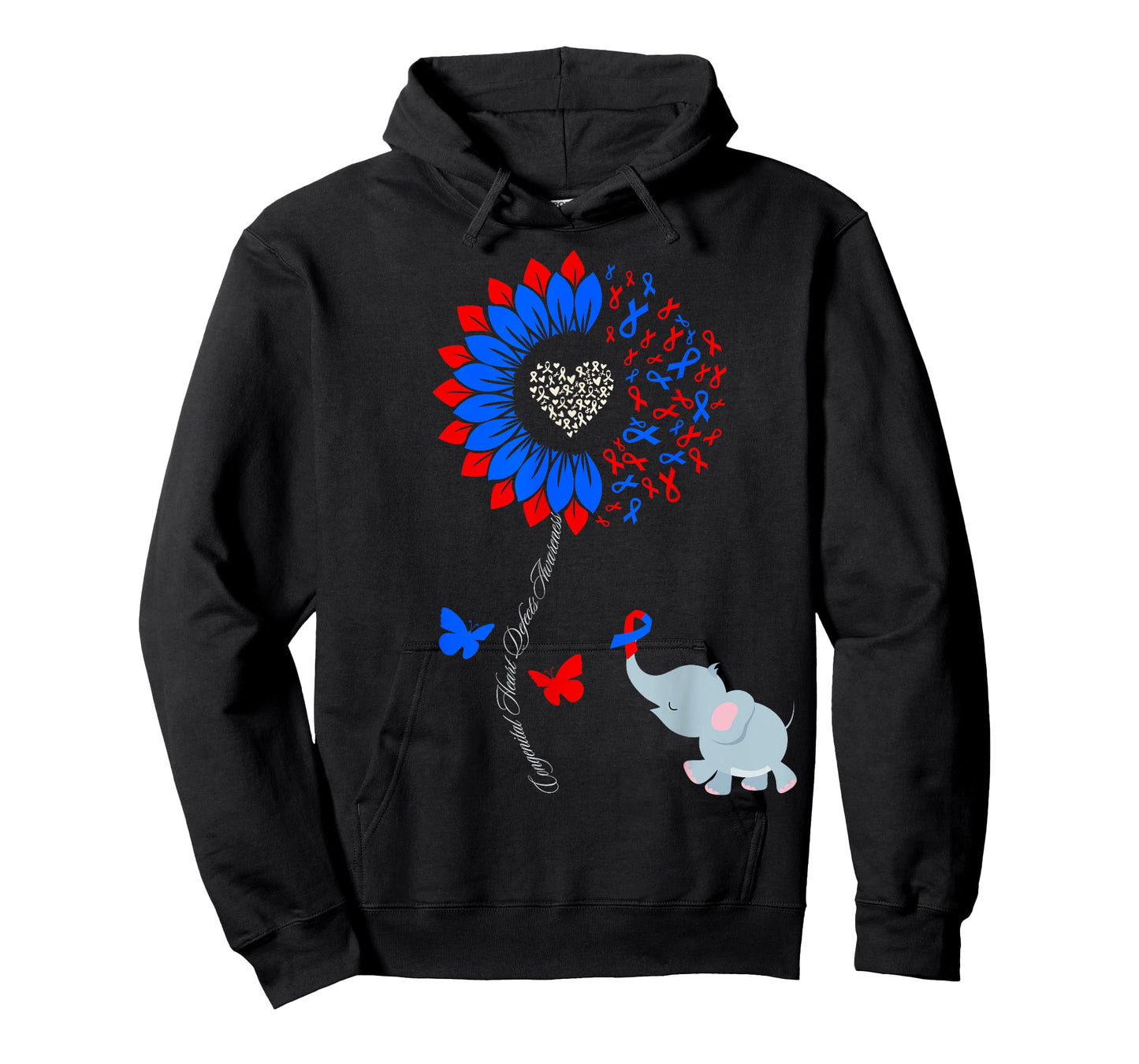 Congenital Heart Defects Awareness Sunflower Elephant T-Shirt