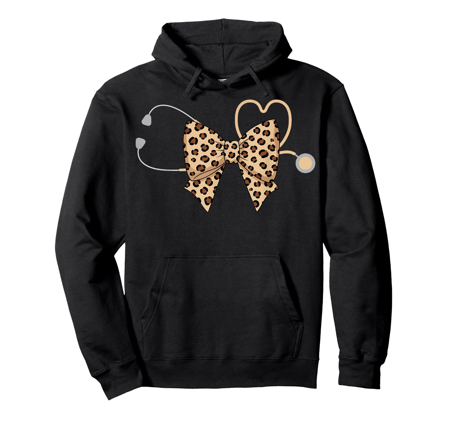 Cute Girls Leopard Print Coquette Bow Nurse Stethoscope T-Shirt