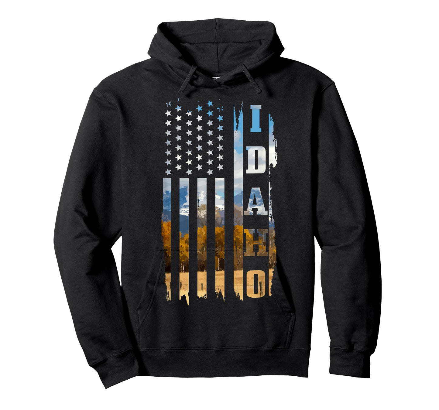 Idaho Patriotic American Flag Vintage Nature Hiking T-Shirt