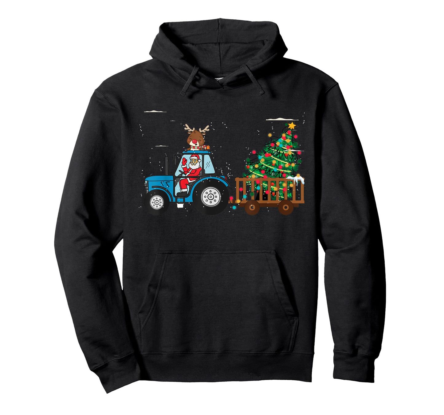 Christmas Farm Tractor Xmas Tree Lights Santa Hat Farmer T-Shirt