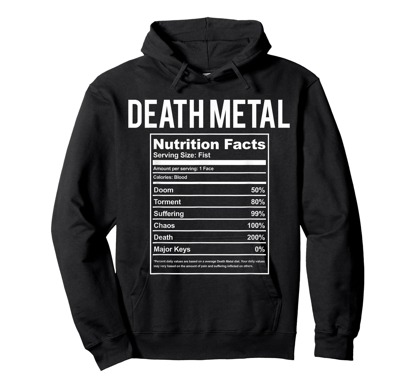Funny Brutal Death Metal Nutrition Facts Concert Gift T-Shirt Small