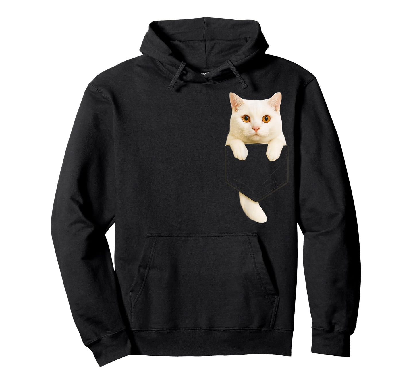 Cute White Cat Pocket Funny Gifts Cat Mom Cat Dad Cat Lover T-Shirt