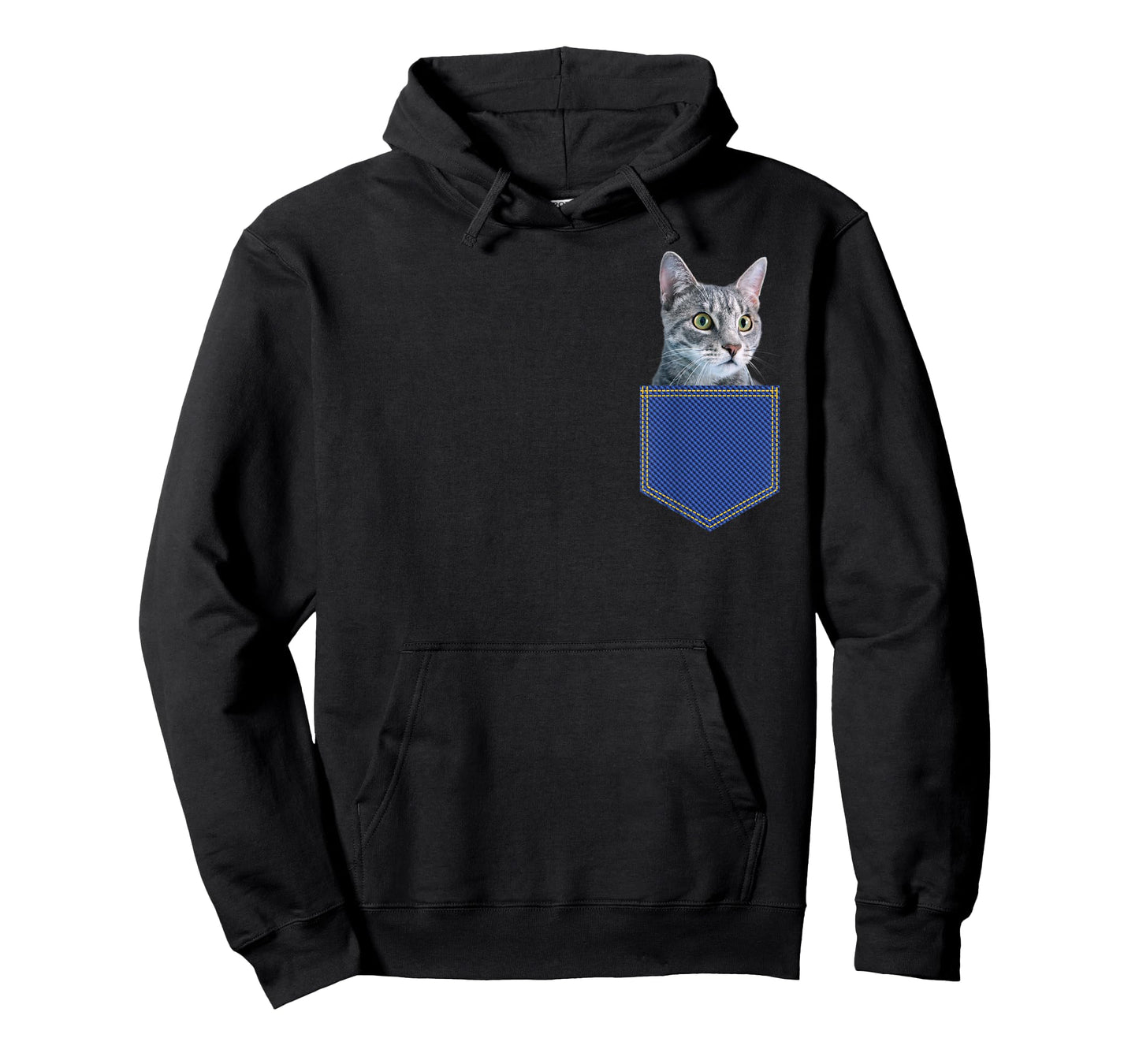Gray Cat In A Pocket Cute Kitten Pocket Men Women Kids T-Shirt