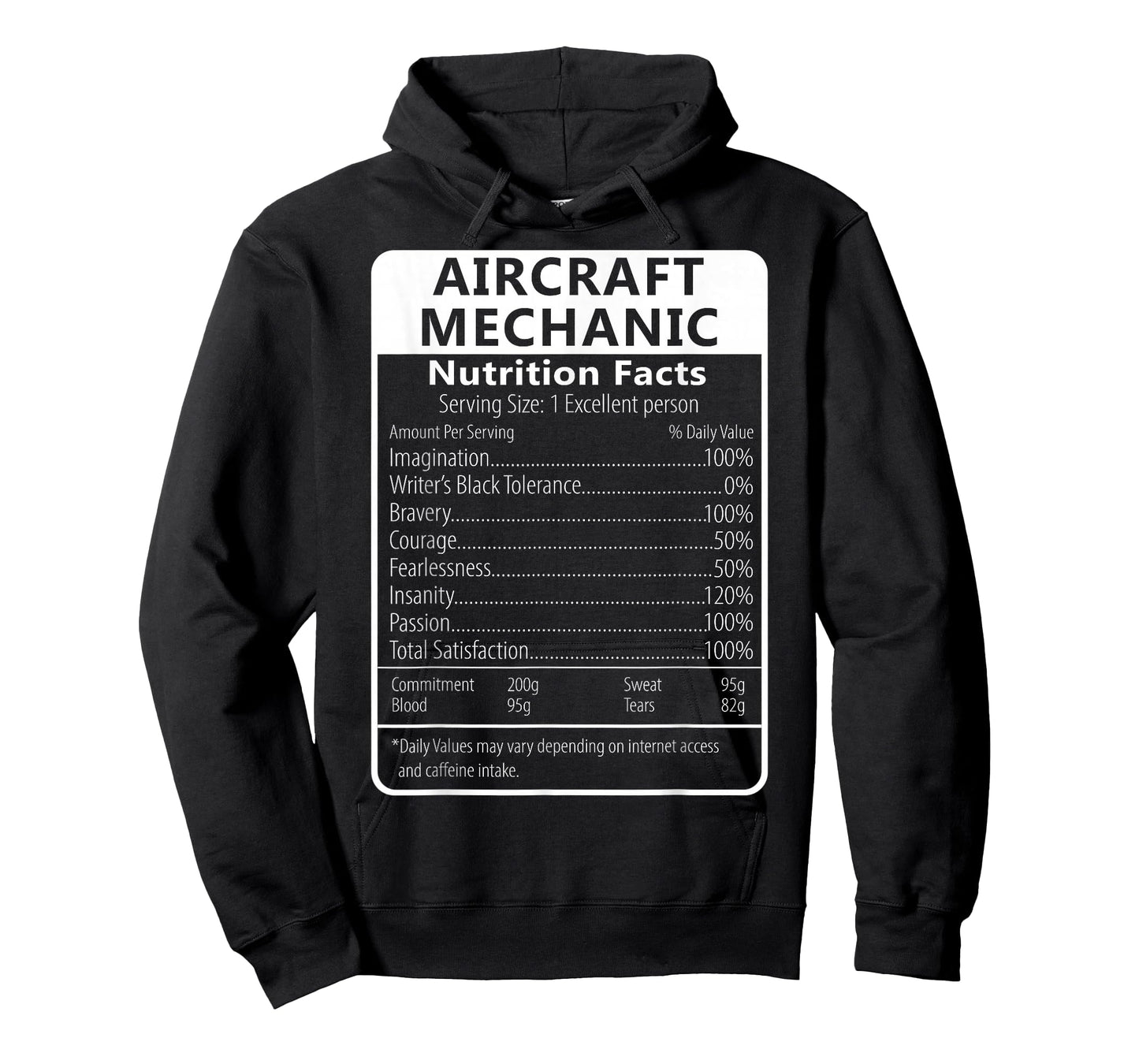 Aircraft Mechanic Nutrition Facts Sarcastic T-Shirt