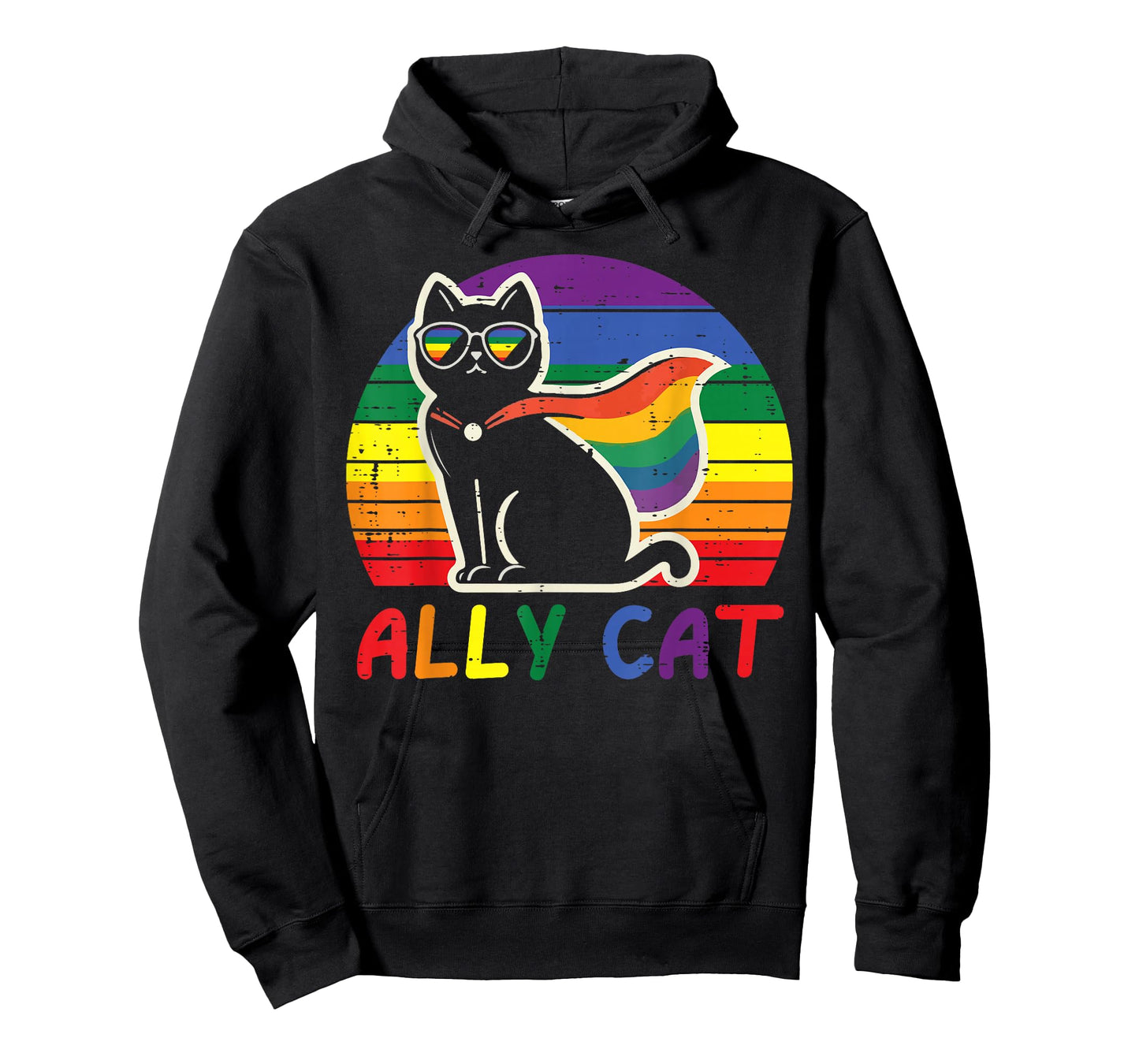 Gay Pride Month Ally Cat Funny LGBTQ Rainbow Men Women Kids T-Shirt