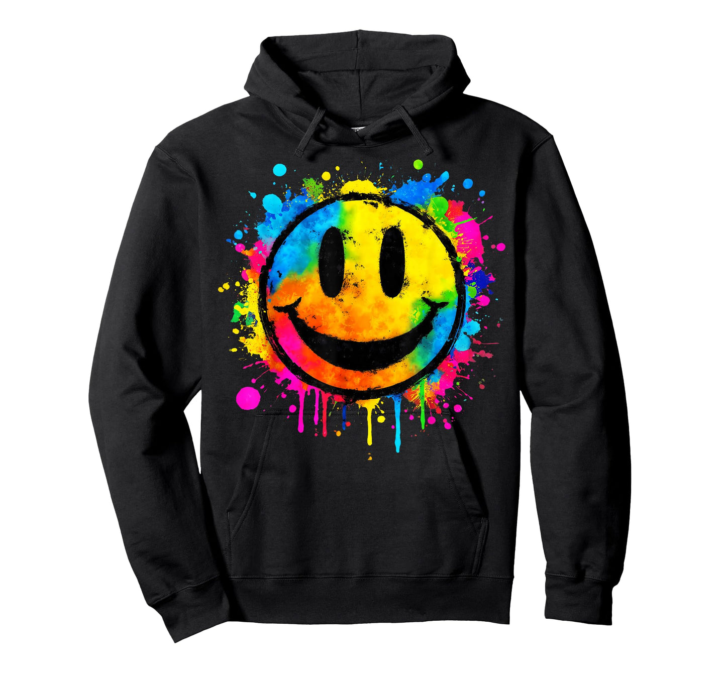 Cute Paint Splash Happy Smile Face 70s Tie Dye Smiling Funny T-Shirt