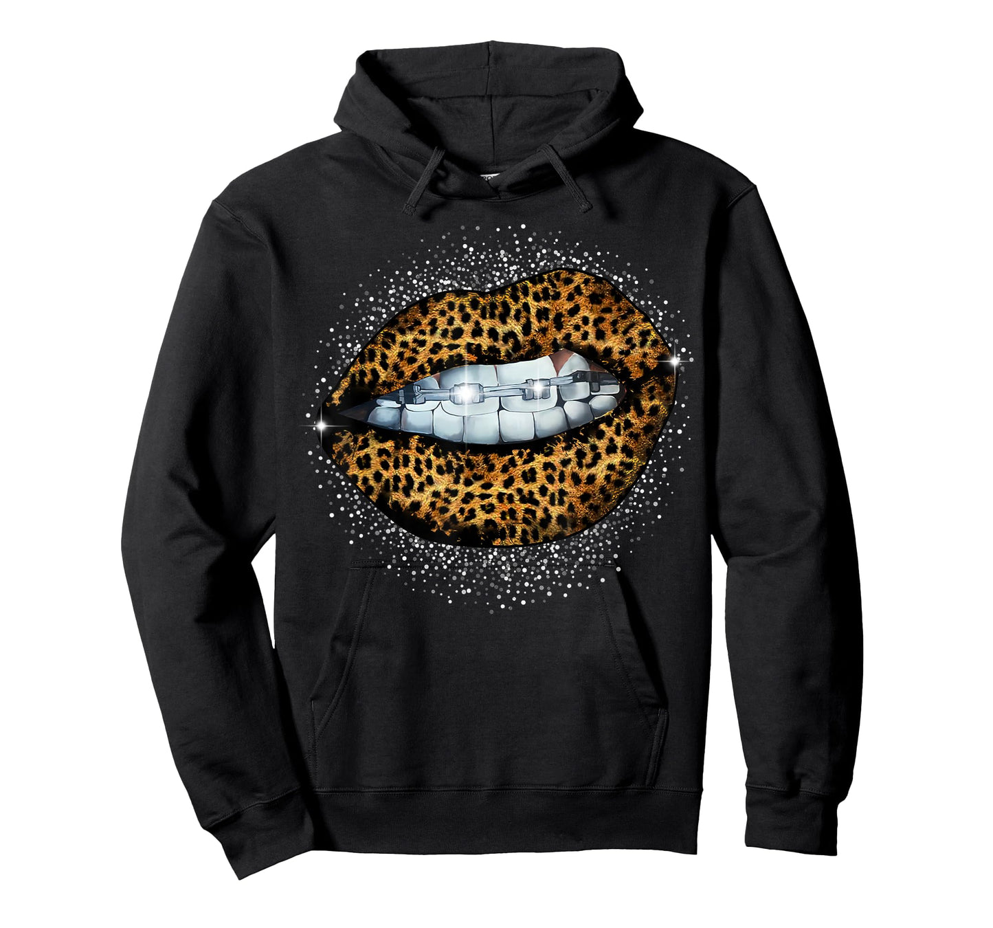 Cool Braces Dentist Leopard Cheetah Print Womens Lip T-Shirt