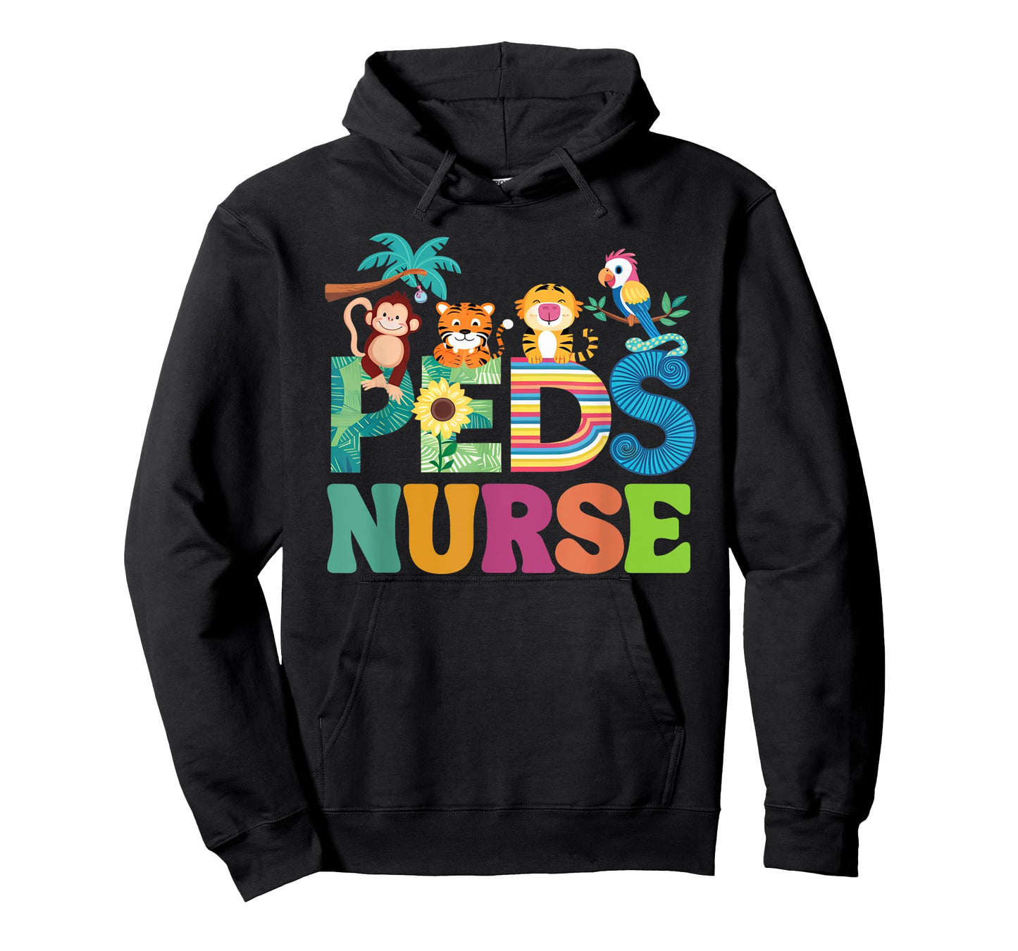 Colorful Peds Nurse Cute Animals PEDS Oncology Nurse T-Shirt