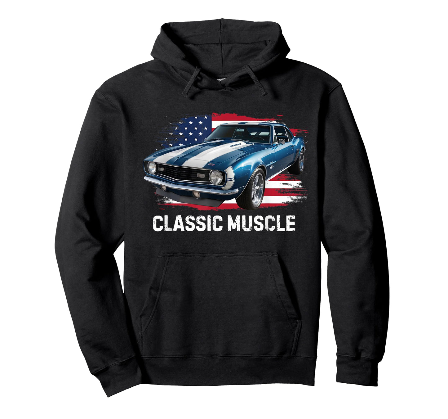 Patriotic USA Retro Flag Classic Vintage Muscle American Car T-Shirt