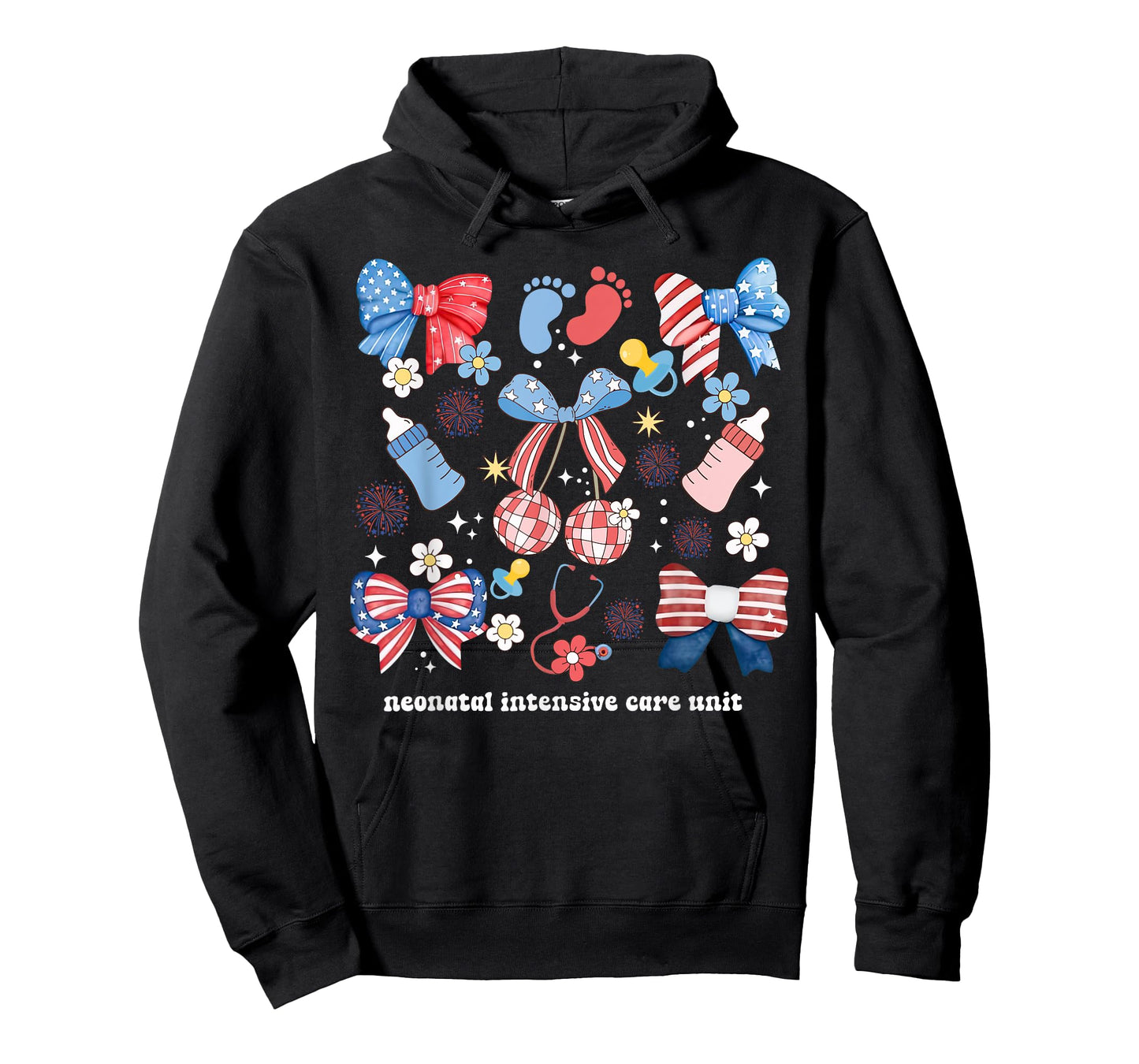 4th of July Neonatal ICU Nurse Coquette Bow NICU Nursing Women Men T-Shirt