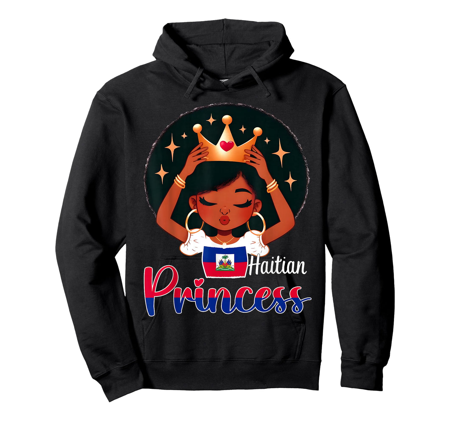 Haitian Princess Haiti Flag Melanin for Black Girls Kids T-Shirt