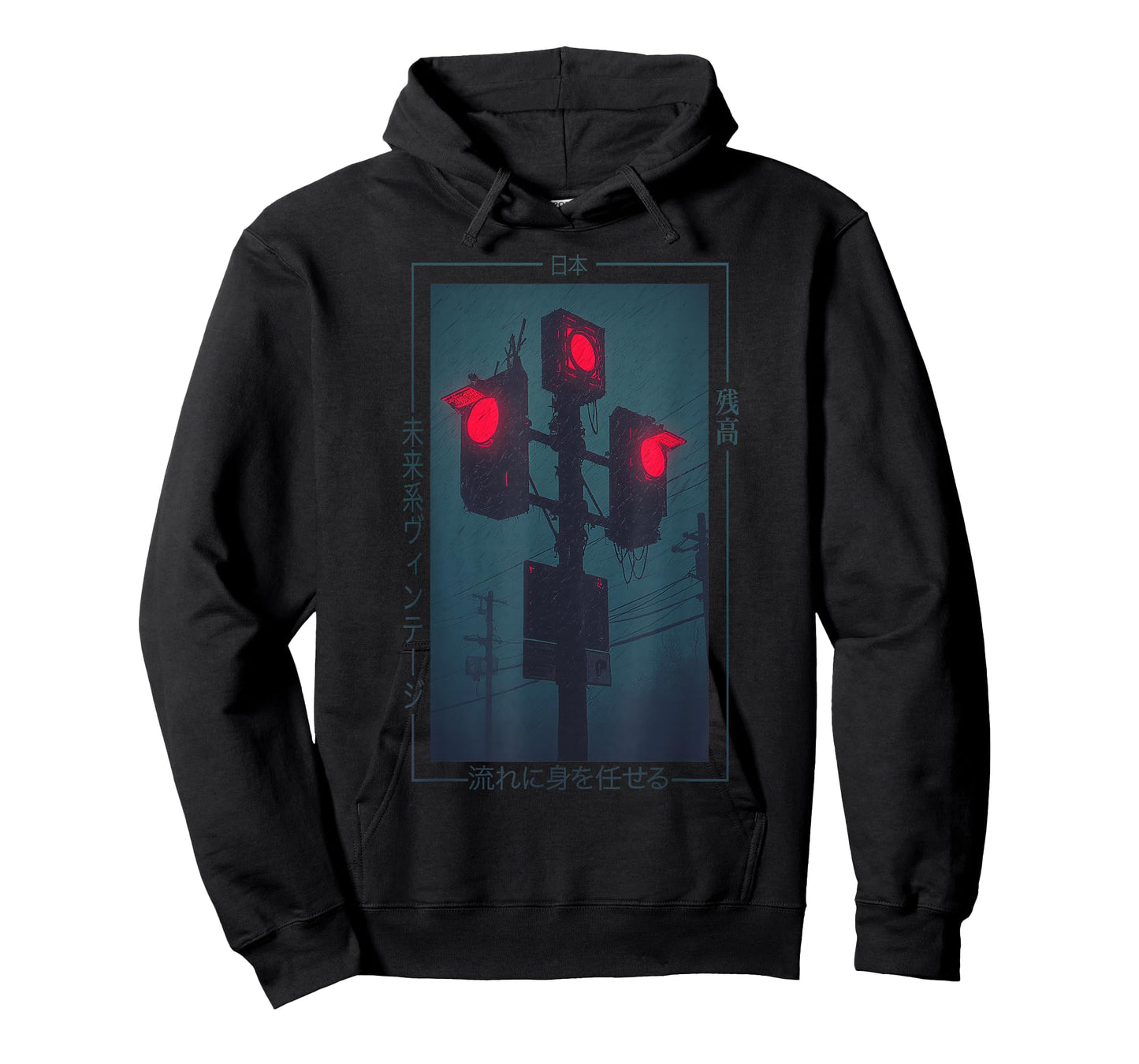 Cyberpunk Traffic Lights Japanese - Vaporwave Urban Art T-Shirt