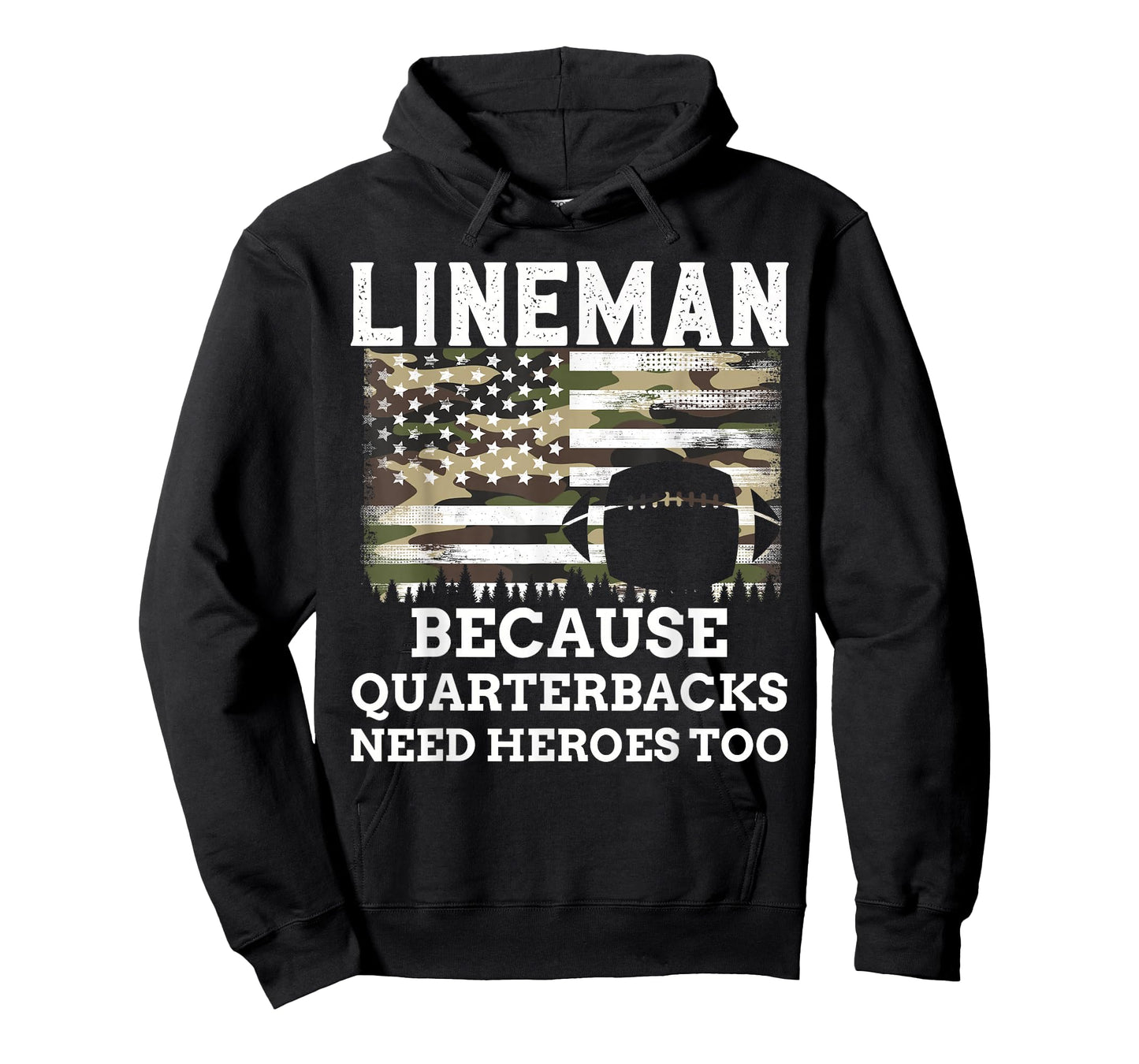 Lineman Football Gift Patriotic American Flag Camouflage T-Shirt