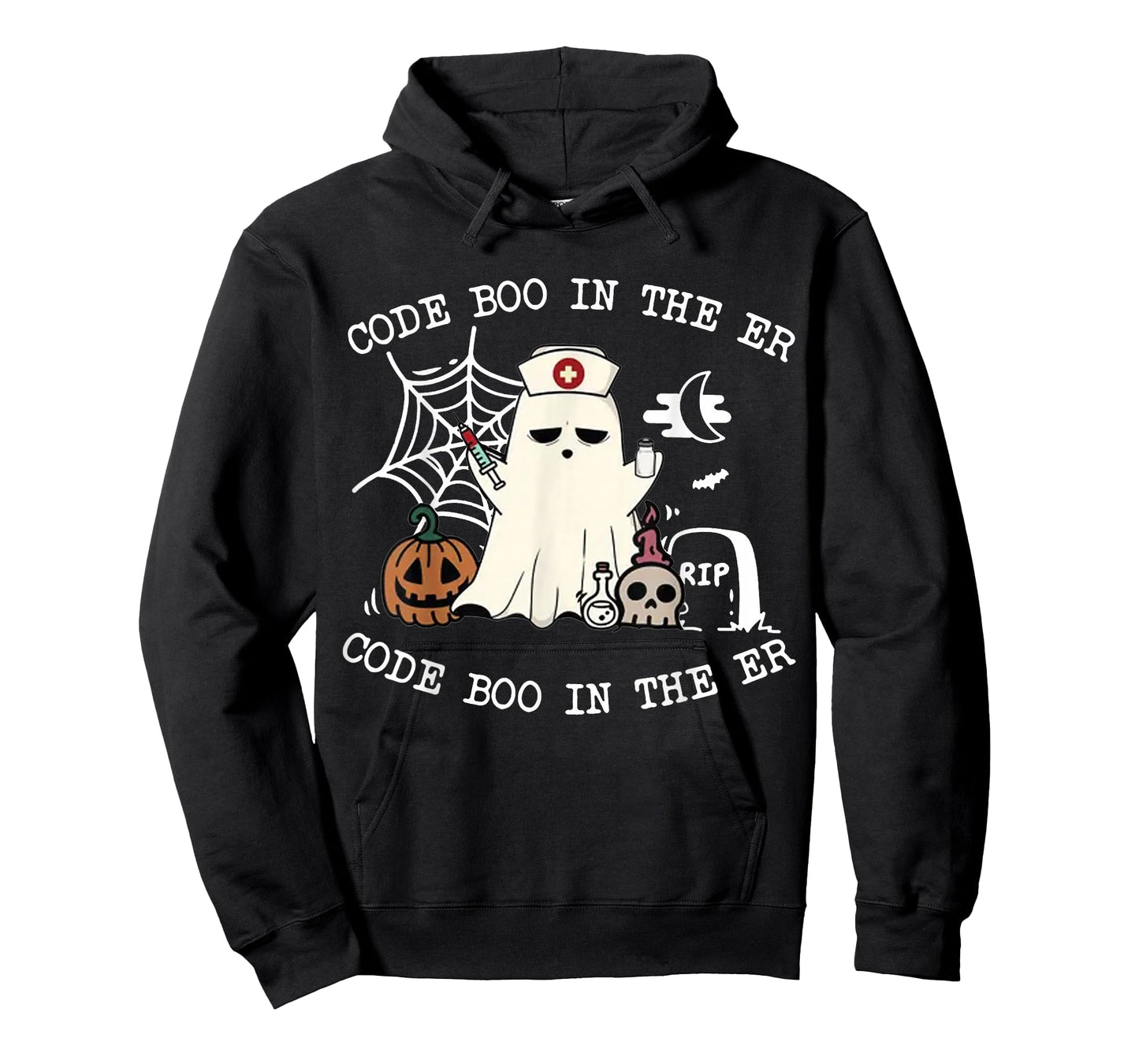 Code Boo in The ER Emergency Room Nurse Spooky Halloween T-Shirt