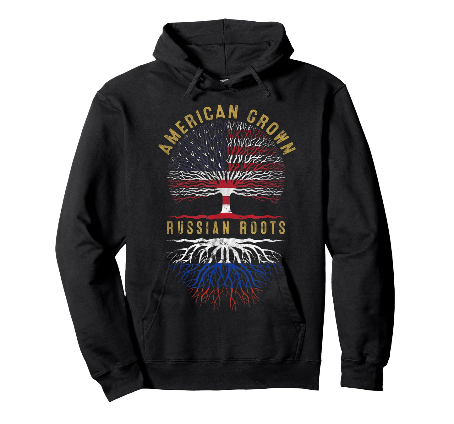 Distressed Tree USA Flag American Grown Russian Roots T-Shirt