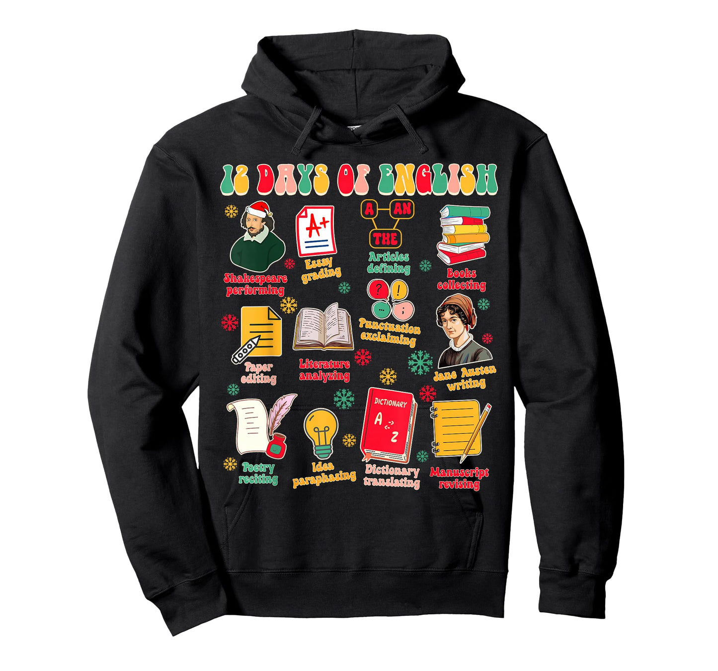 Christmas Xmas English Teacher Teaching 12 Days Of English T-Shirt