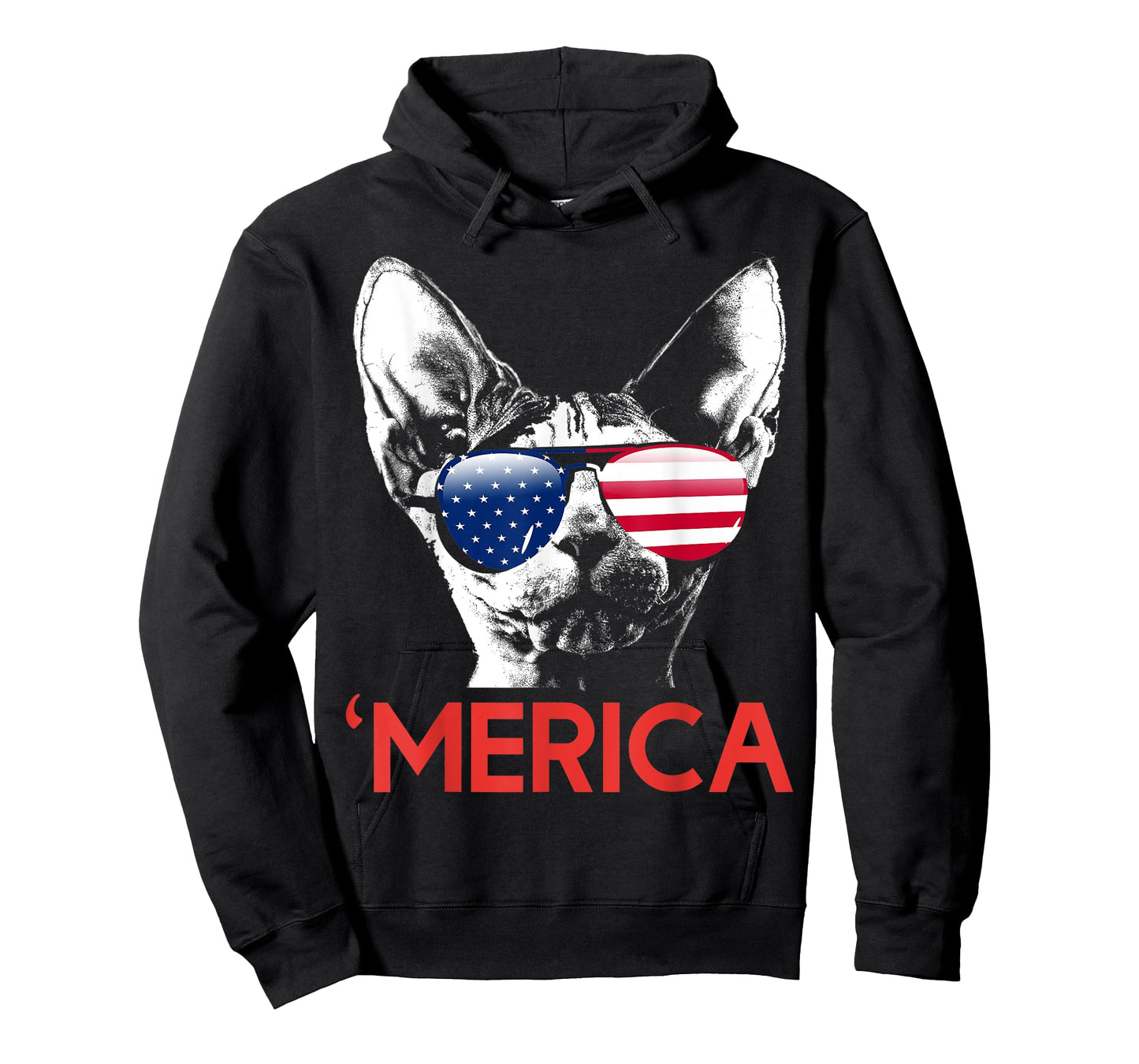 Merica Sphynx Cat American Flag 4th of July T-Shirt for Women Men