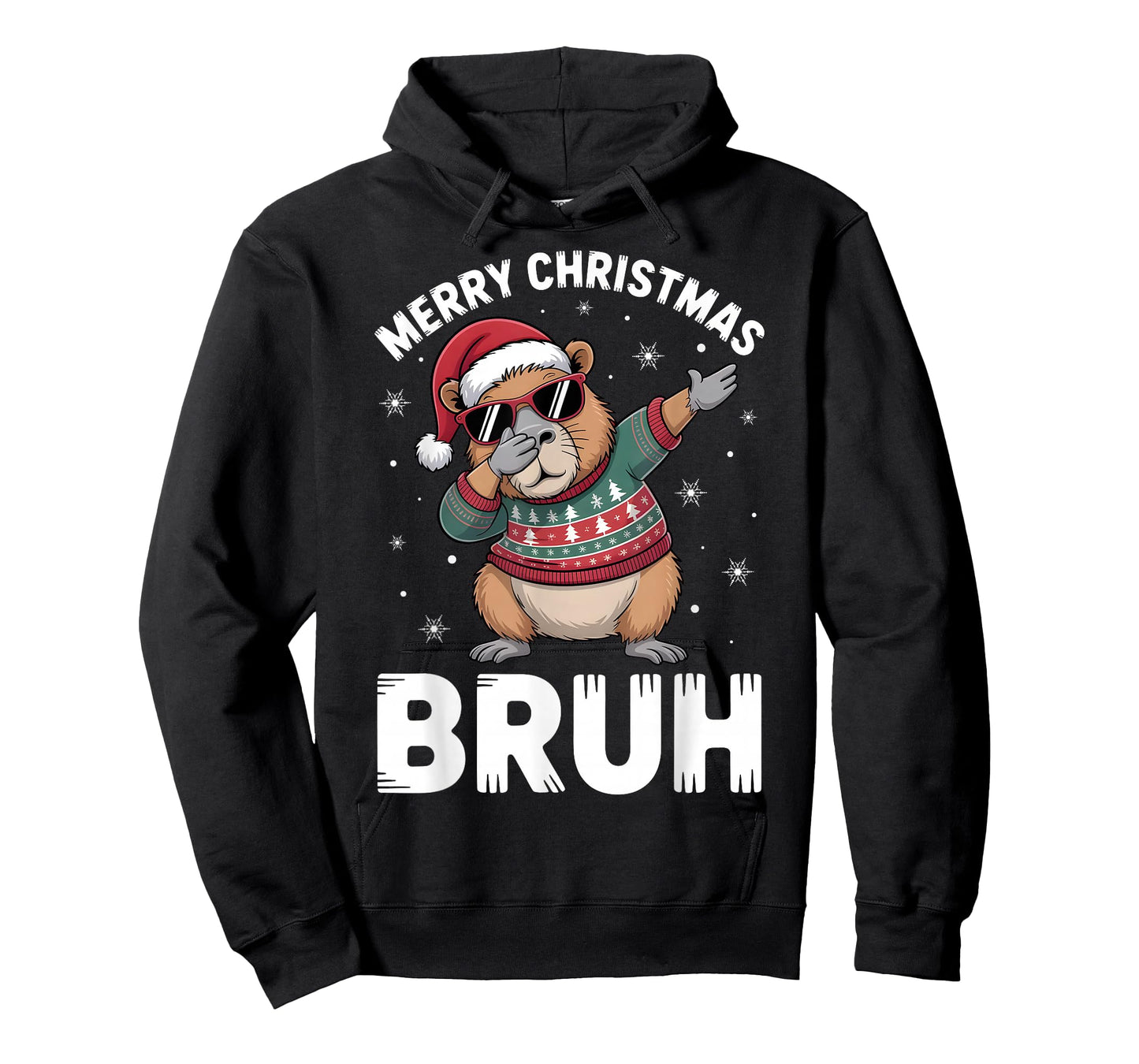 Merry Christmas Bruh Capybara Dabbing Santa Hat Xmas Capy T-Shirt