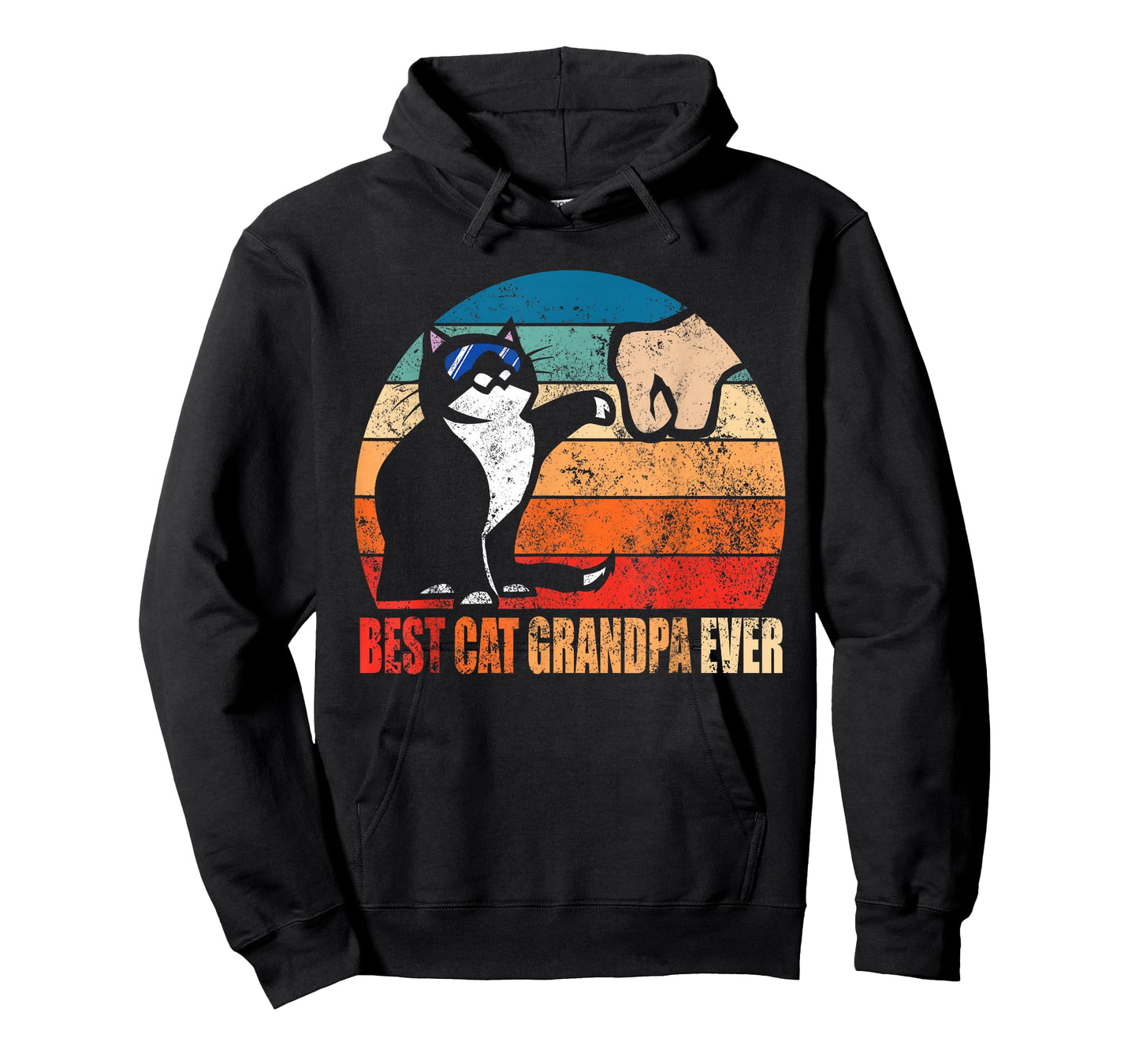 Retro Best Cat Grandpa Ever Funny Fist Bump Granddad Gift T-Shirt