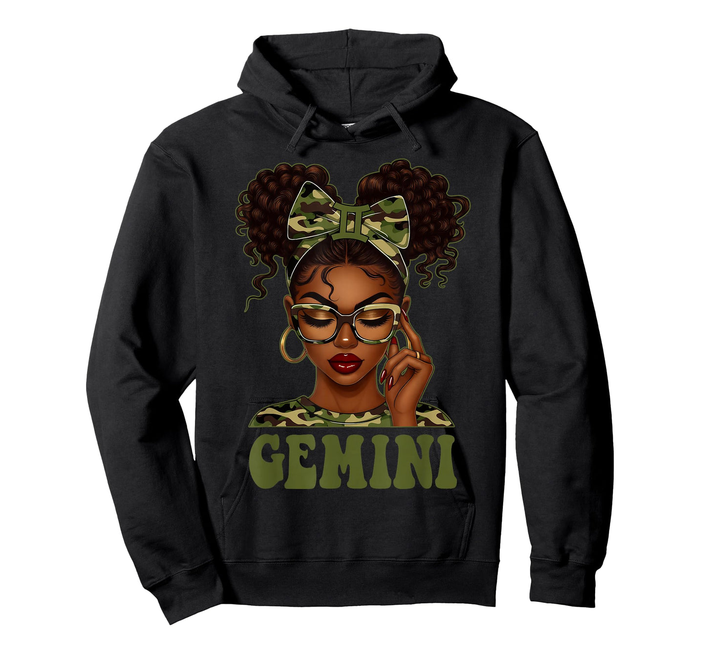Gemini Queen Black Girl Camouflage Bow It's My Birthday T-Shirt