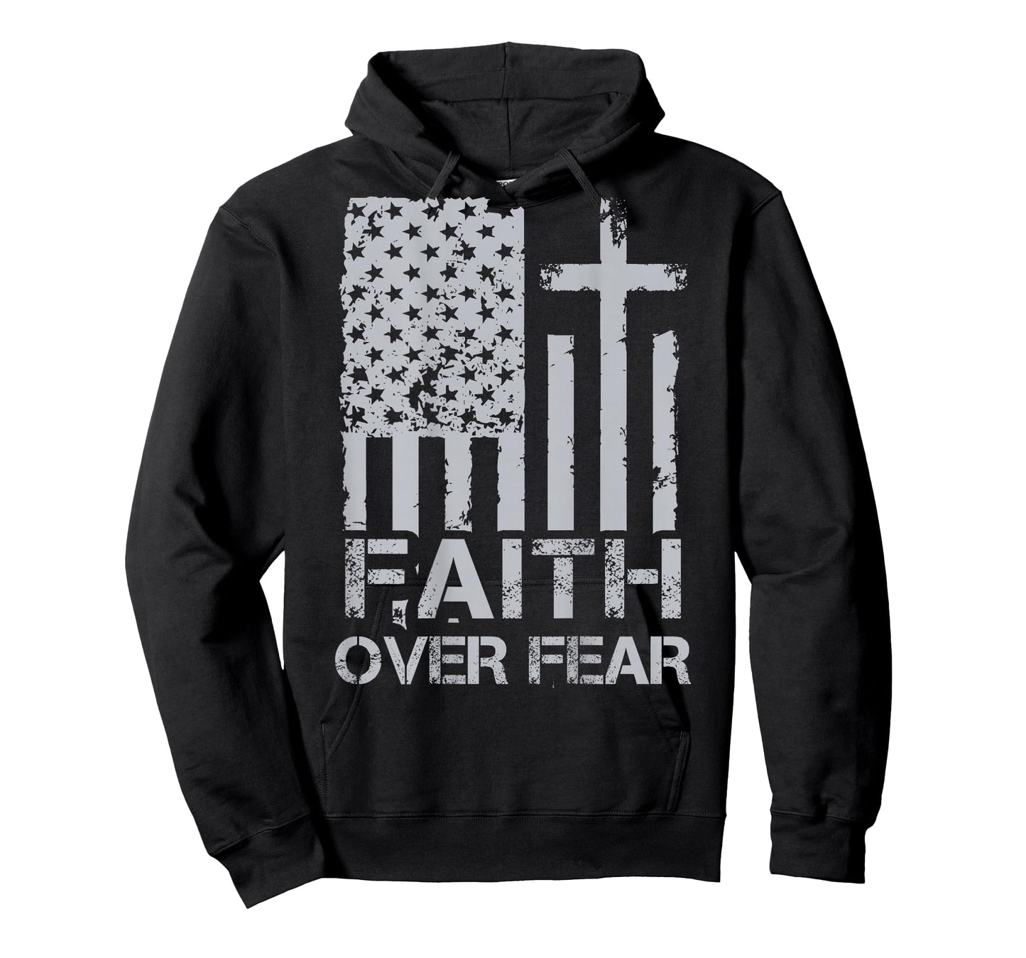 Men Christian Faith Over Fear US Flag 4th of July (on Back) T-Shirt